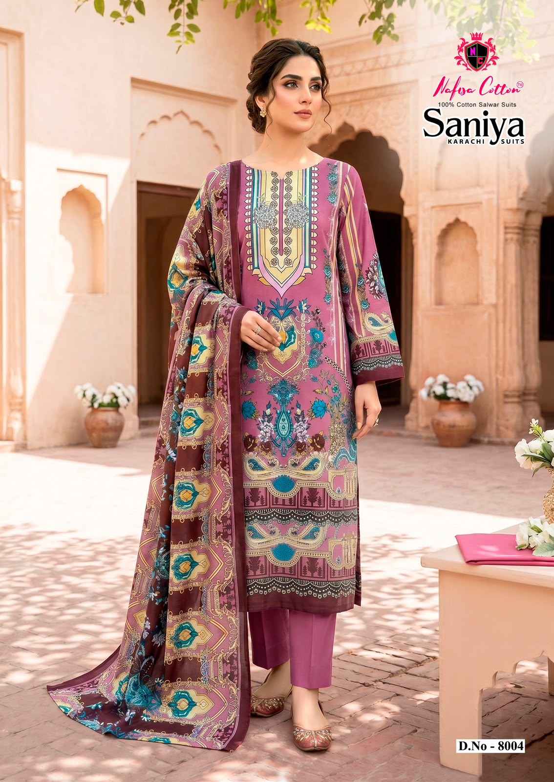 Nafisa saniya Vol 8 Karachi Mix Cotton Dress material 6 Pcs Catalog