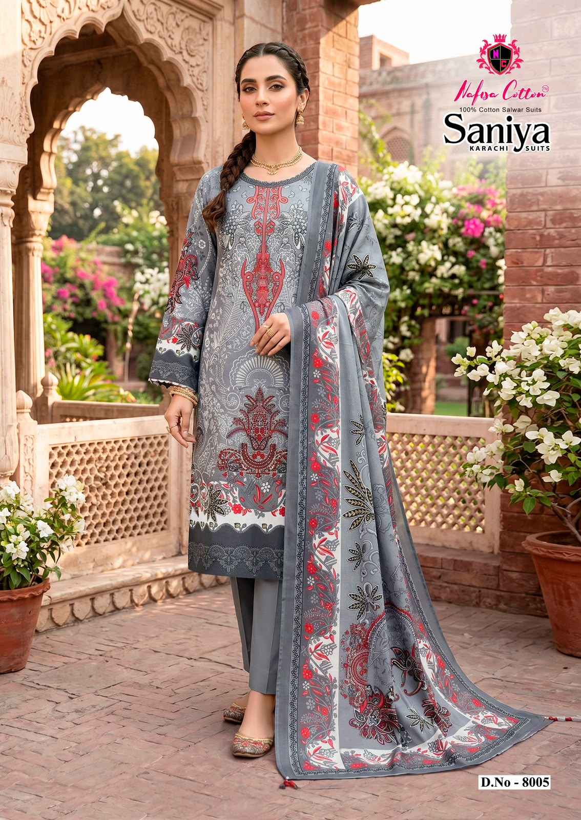 Nafisa saniya Vol 8 Karachi Mix Cotton Dress material 6 Pcs Catalog