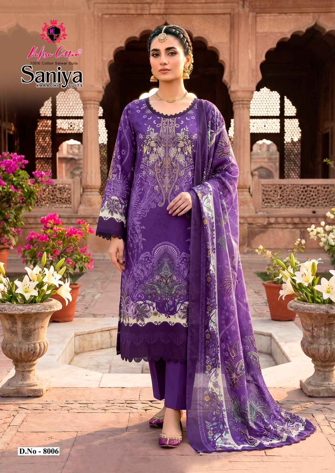 Nafisa saniya Vol 8 Karachi Mix Cotton Dress material 6 Pcs Catalog
