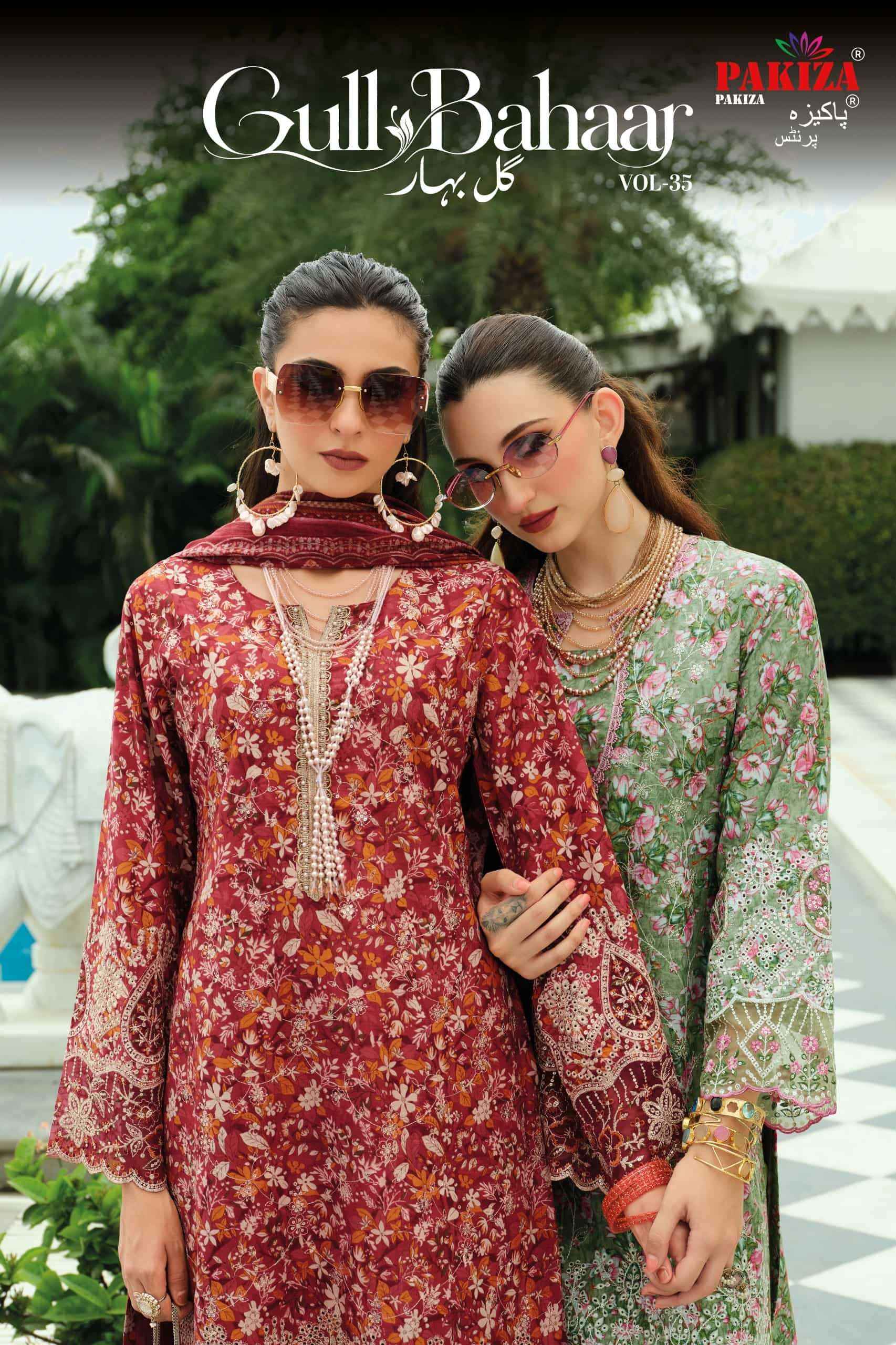 Pakiza Prints Gull Bahaar Vol 35 Pure Lawn Cotton Dress Material 10 Pcs Catalog