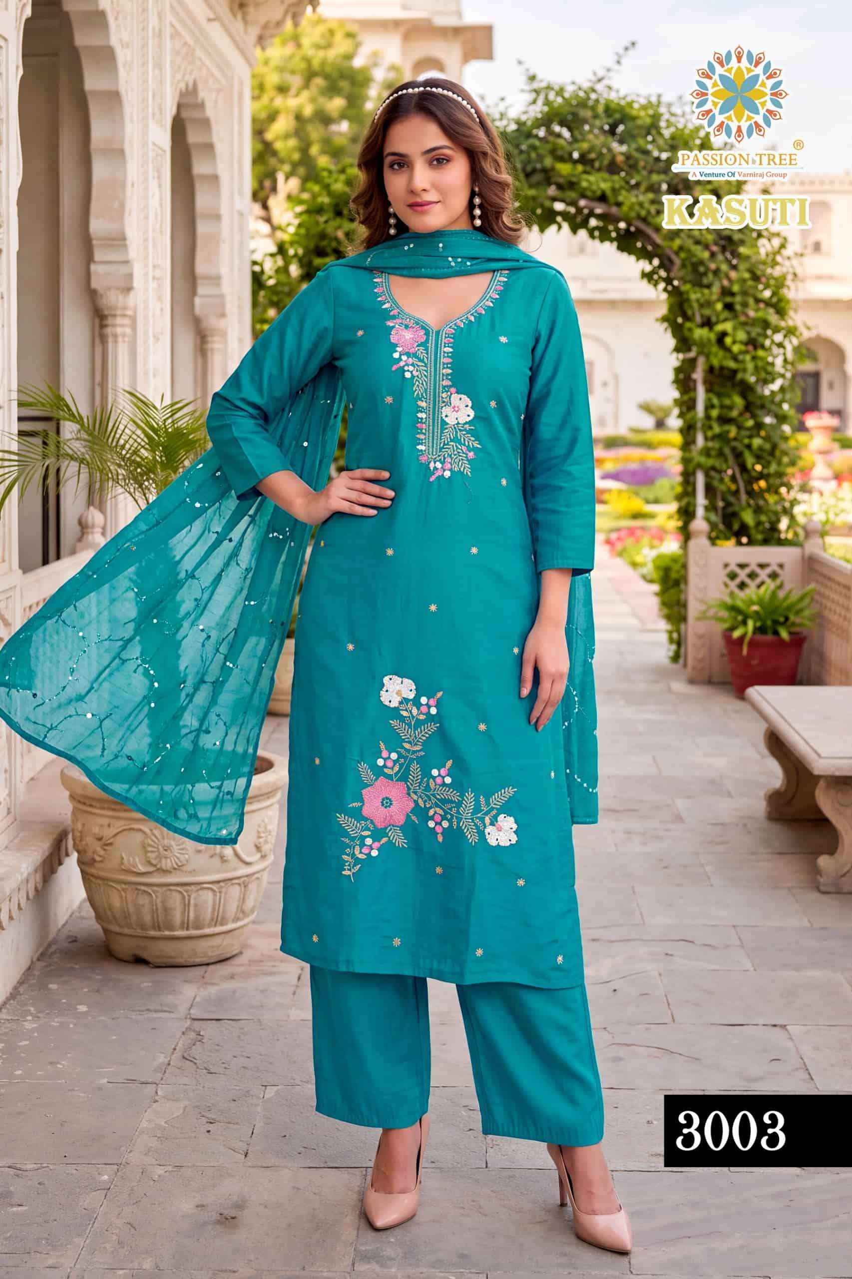 Passion Tree Kasuti Vol 3 Premium Wear 3 Pec Palazzo Pair 8 Pcs Catalog 