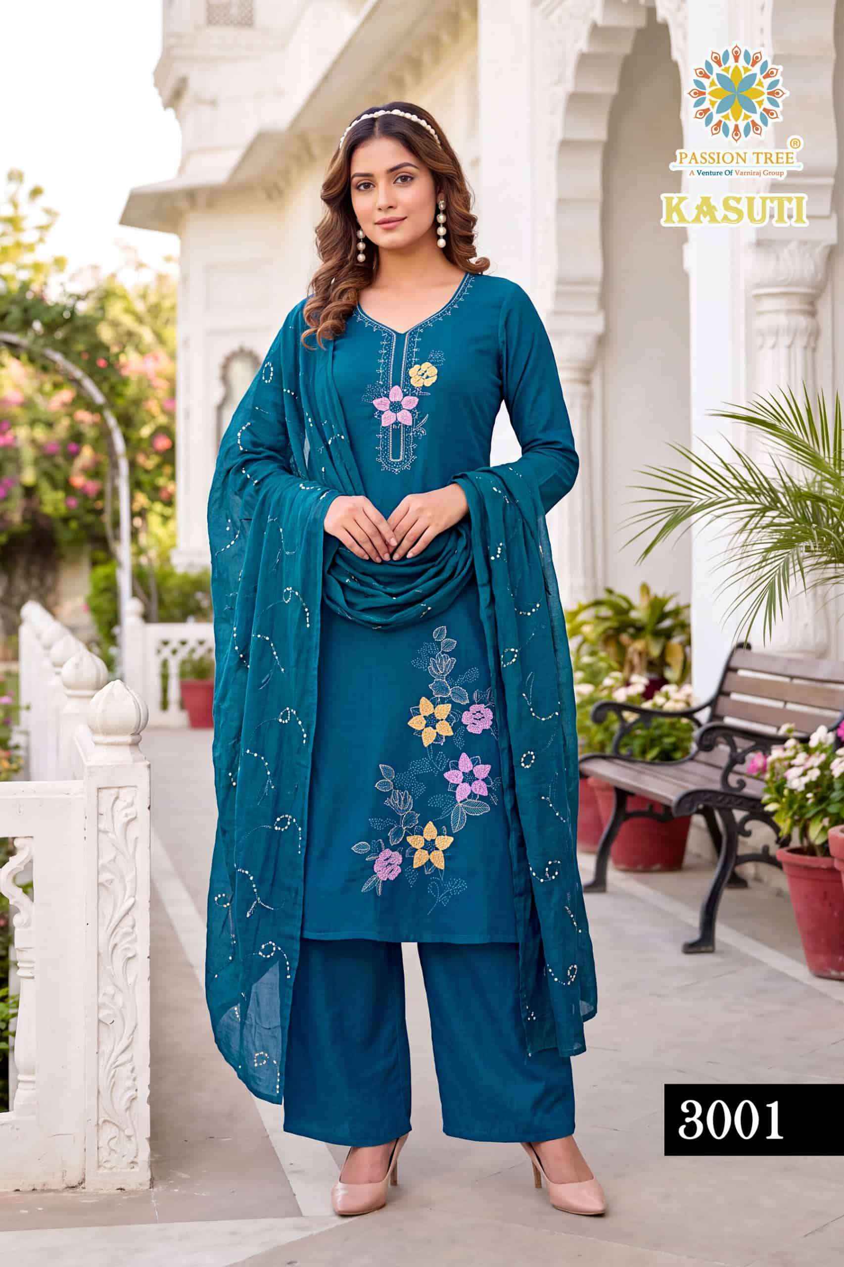 Passion Tree Kasuti Vol 3 Premium Wear 3 Pec Palazzo Pair 8 Pcs Catalog 