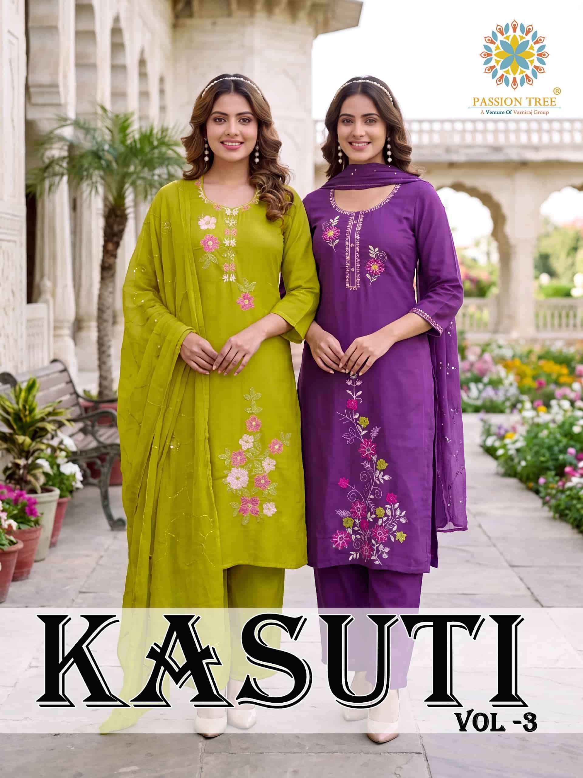 Passion Tree Kasuti Vol 3 Premium Wear 3 Pec Palazzo Pair 8 Pcs Catalog 