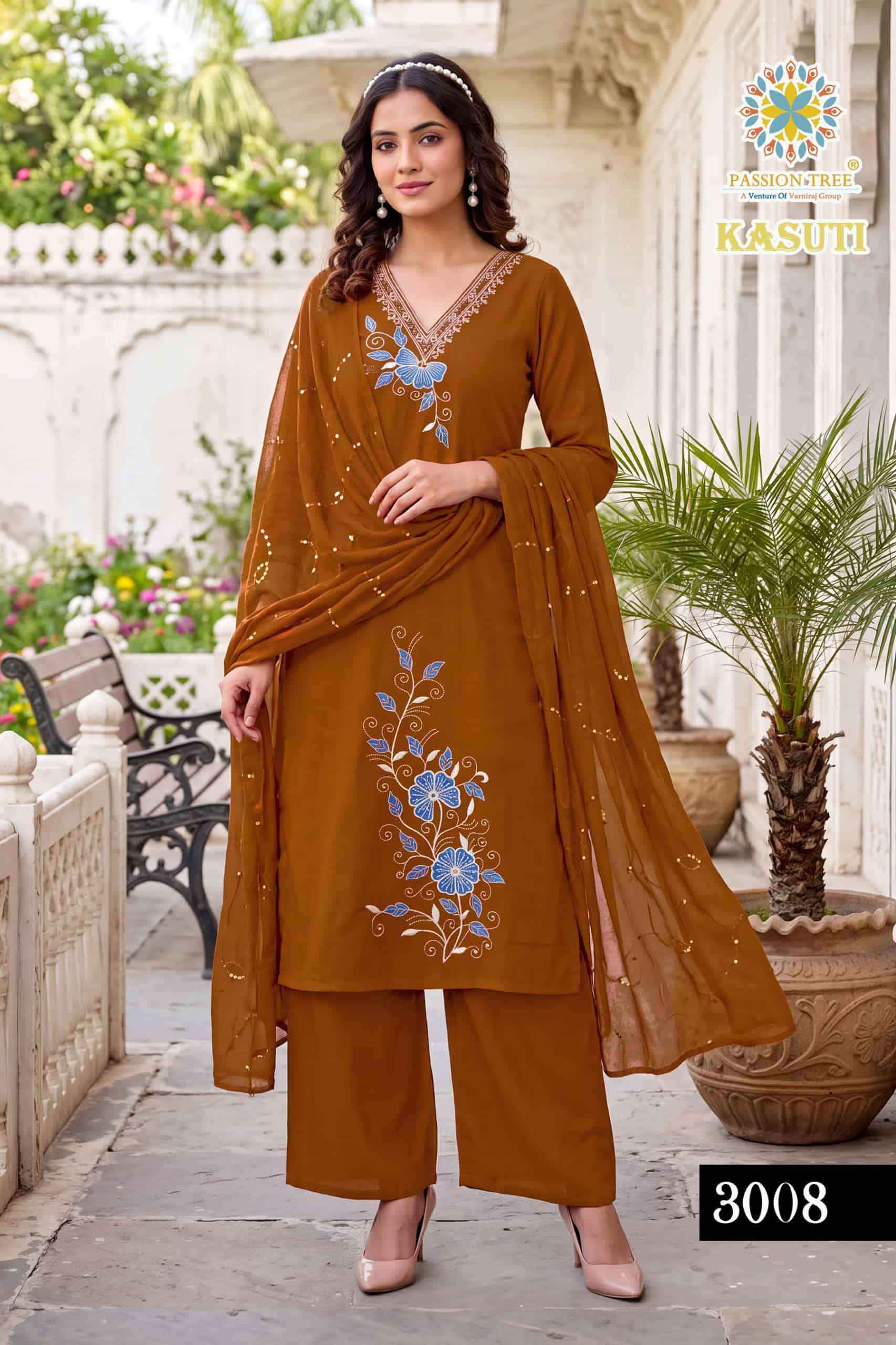 Passion Tree Kasuti Vol 3 Premium Wear 3 Pec Palazzo Pair 8 Pcs Catalog 
