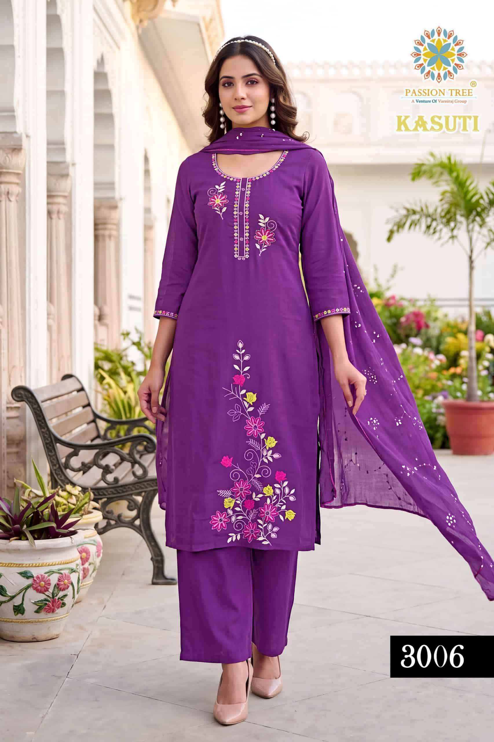 Passion Tree Kasuti Vol 3 Premium Wear 3 Pec Palazzo Pair 8 Pcs Catalog 