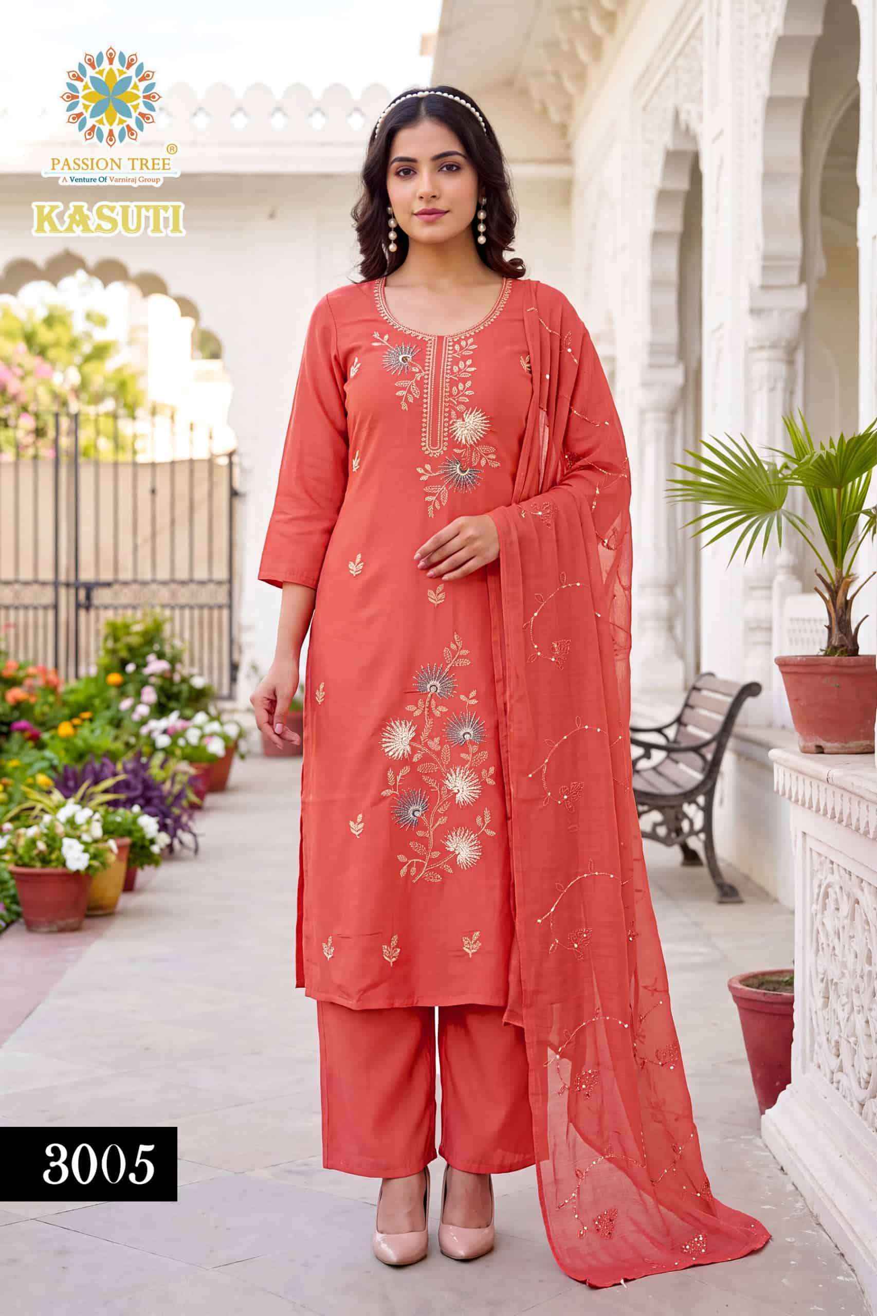 Passion Tree Kasuti Vol 3 Premium Wear 3 Pec Palazzo Pair 8 Pcs Catalog 