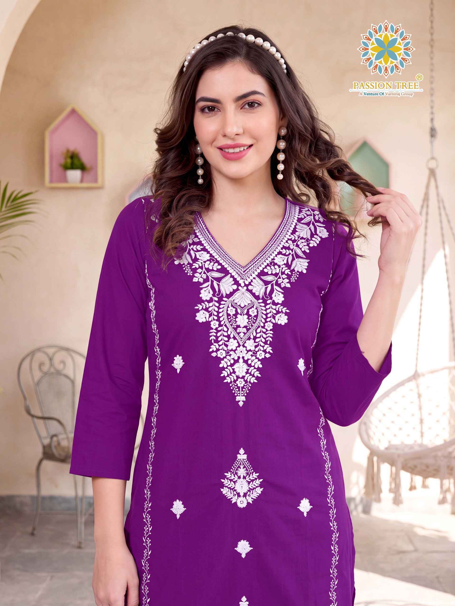 Passion Tree Lucknowi Vol 3 Dhabu Cotton Kurti With Plazzo 6 pcs Catalog