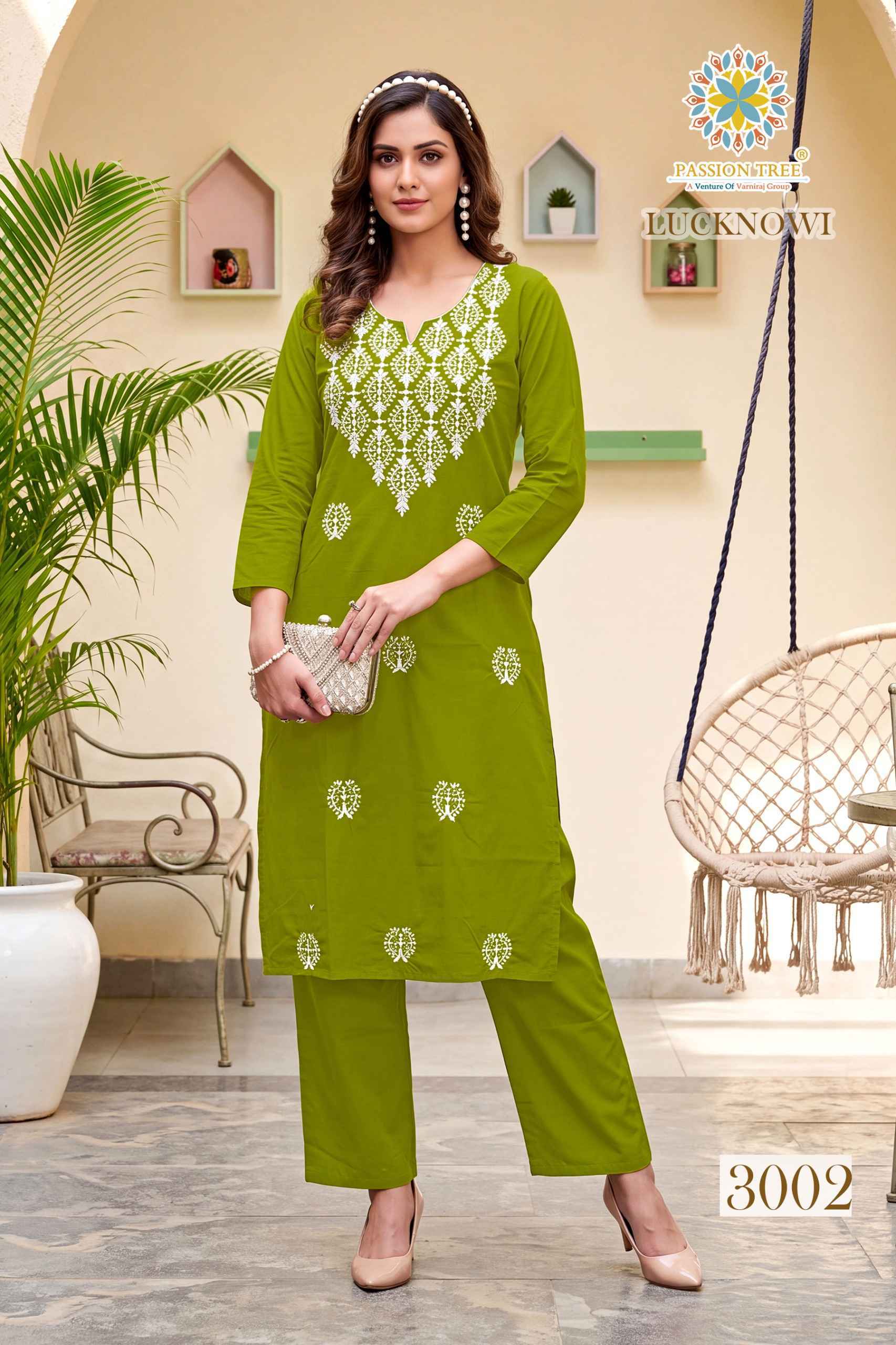 Passion Tree Lucknowi Vol 3 Dhabu Cotton Kurti With Plazzo 6 pcs Catalog