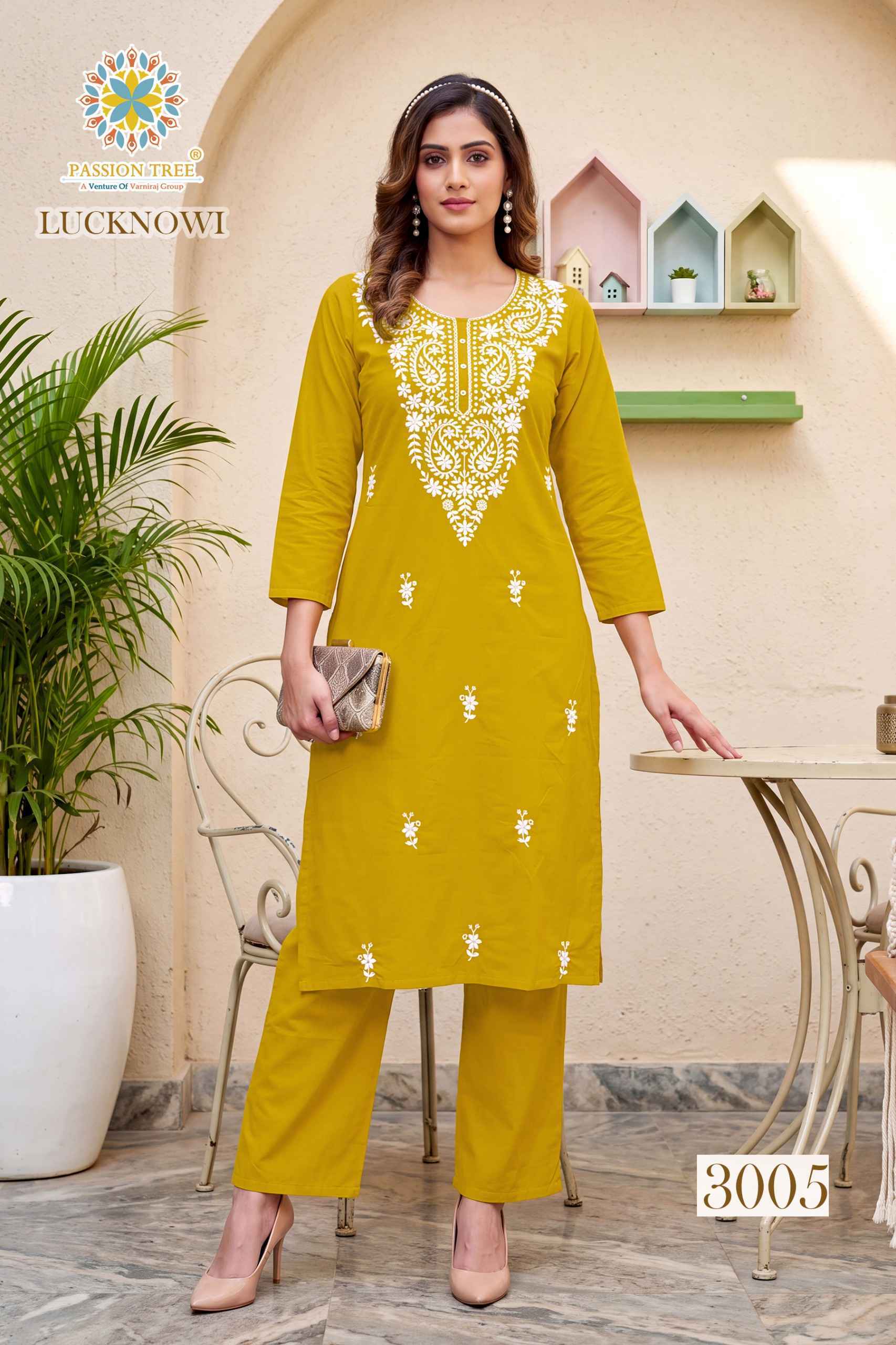 Passion Tree Lucknowi Vol 3 Dhabu Cotton Kurti With Plazzo 6 pcs Catalog