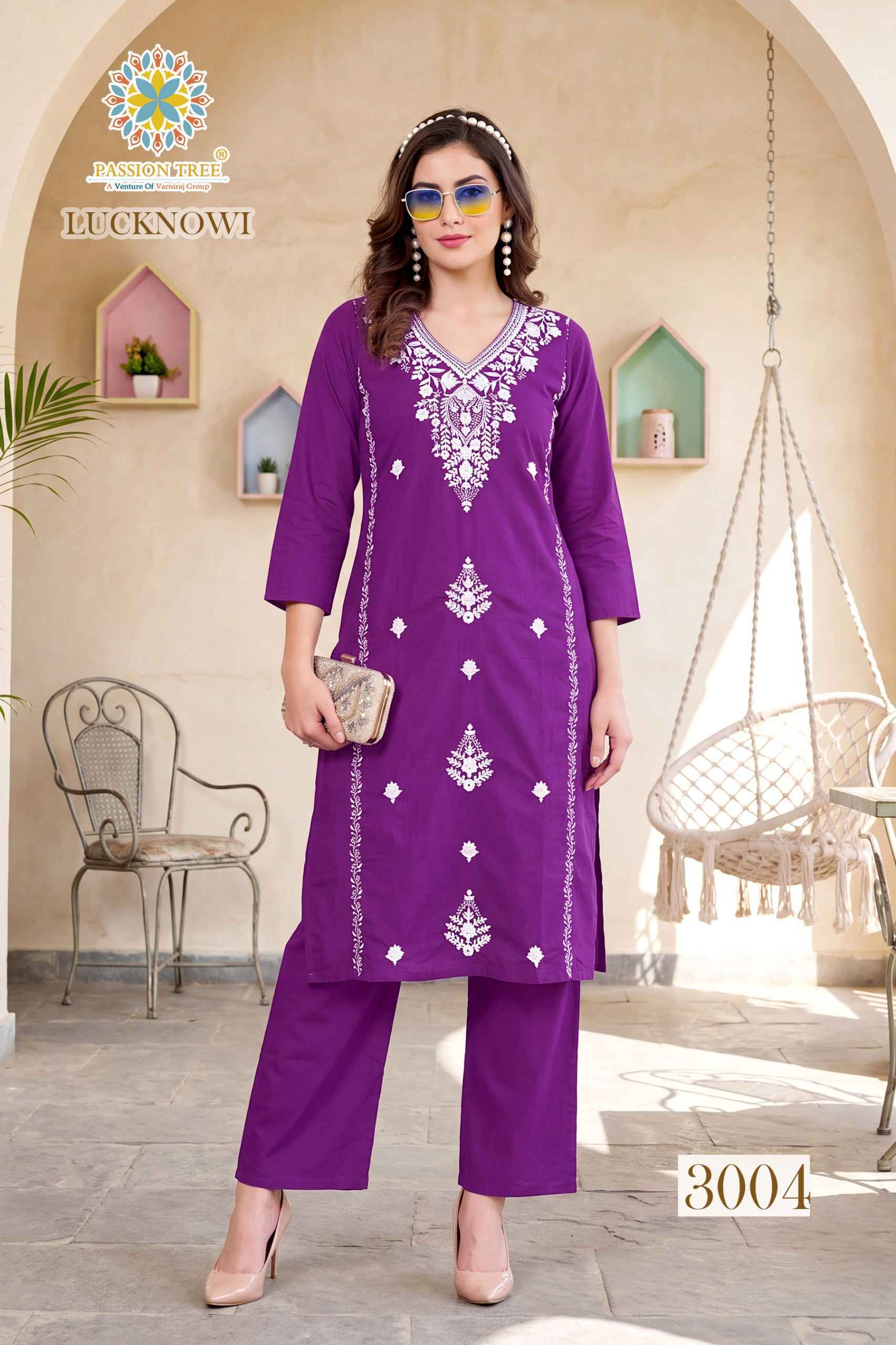 Passion Tree Lucknowi Vol 3 Dhabu Cotton Kurti With Plazzo 6 pcs Catalog