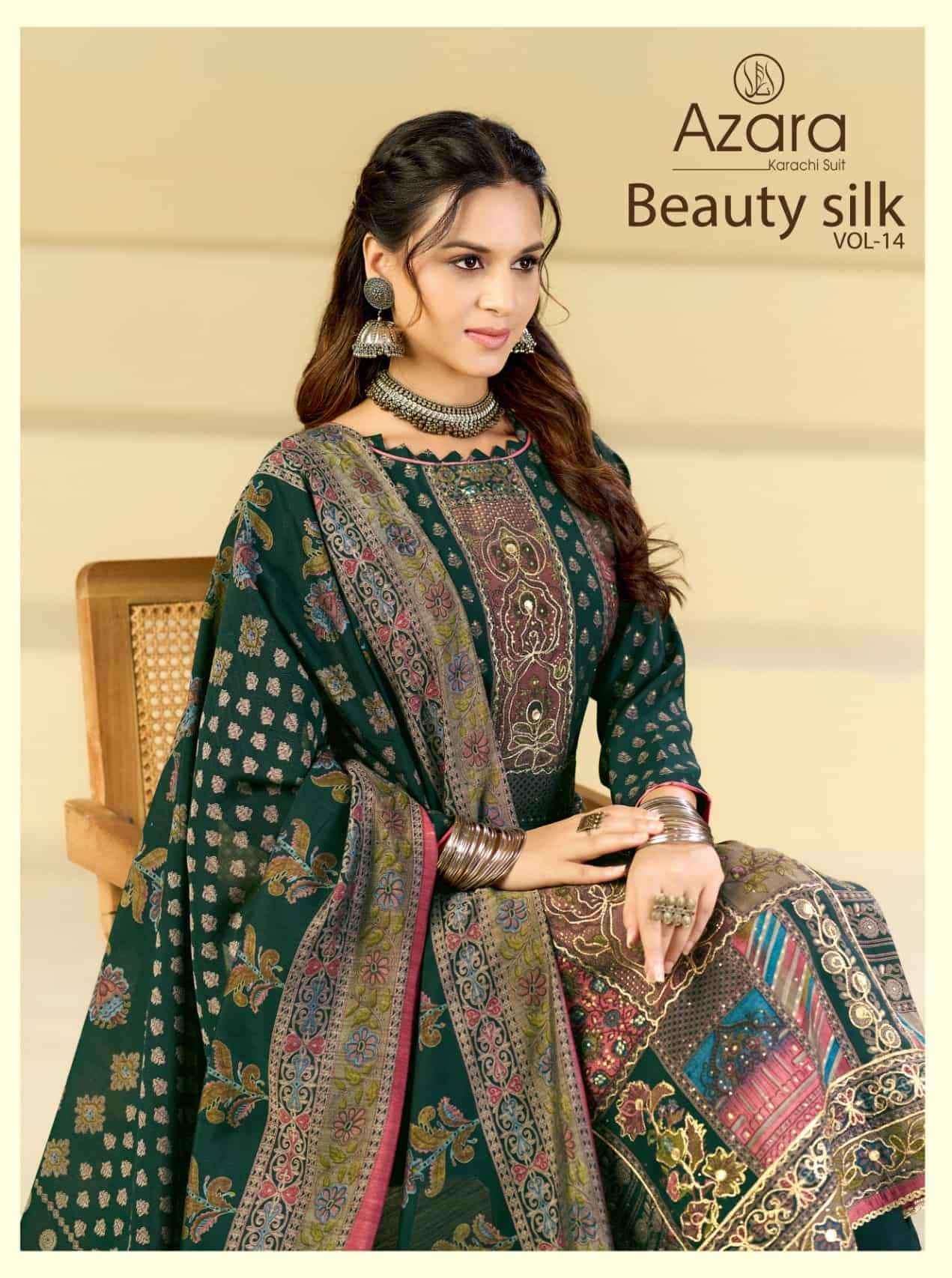 Radhika Azara Beauty Silk Vol 14 Muslin Salwar Suit 4 Pcs Catalog