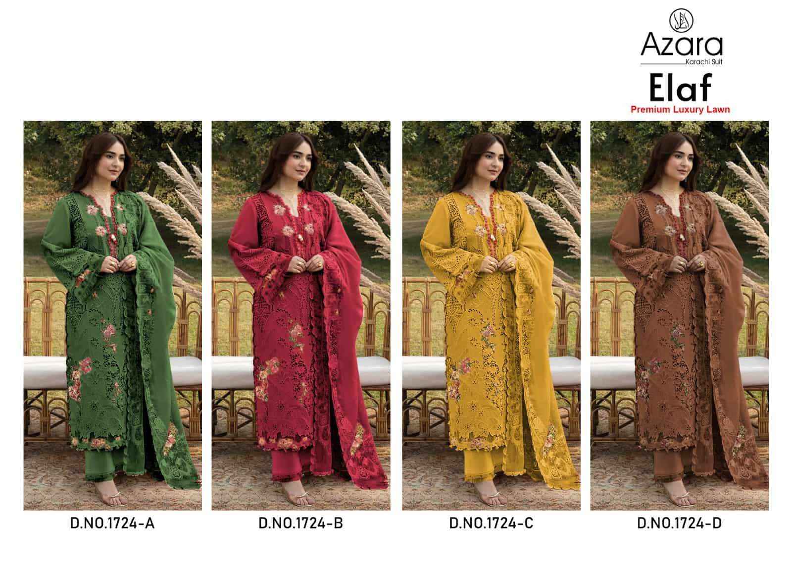 Radhika Azara Elaf Premium Luxury Lawn Pakistani Suits 4 Pcs Catalog