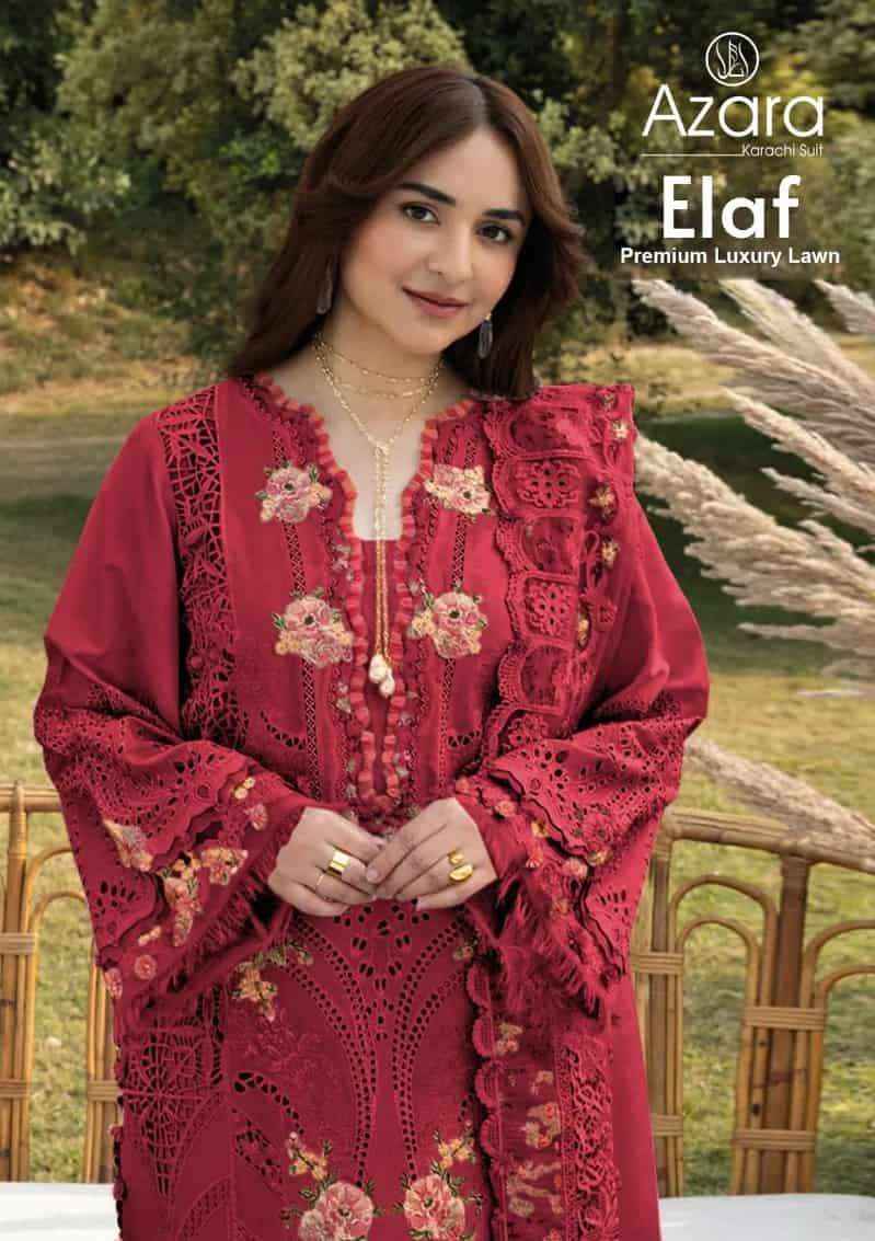 Radhika Azara Elaf Premium Luxury Lawn Pakistani Suits 4 Pcs Catalog