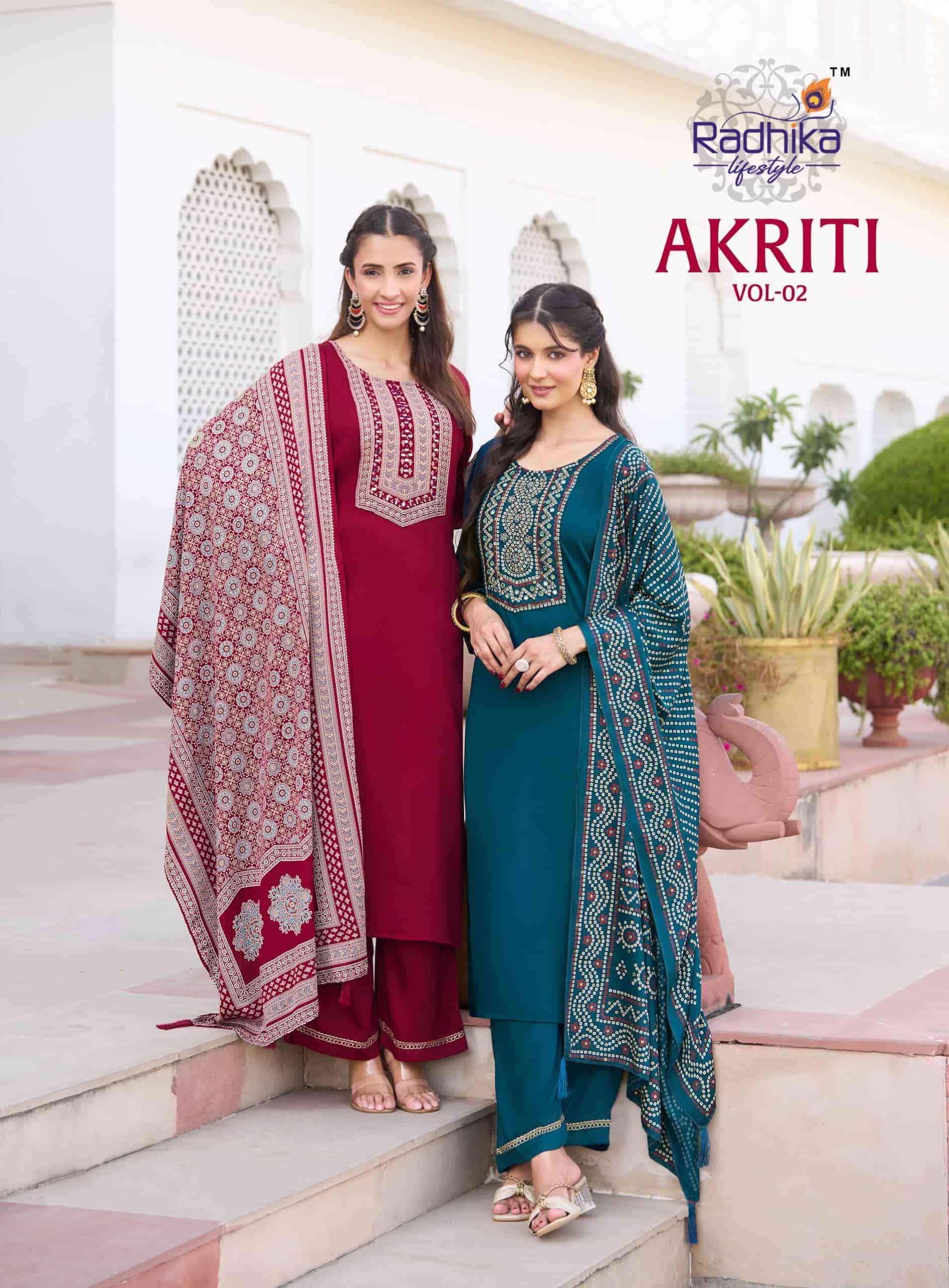 Radhika Lifestyle Akriti Vol 2 Fancy Gajji Silk Kurti Bottom Dupatta Set 6 Pcs Catalog 