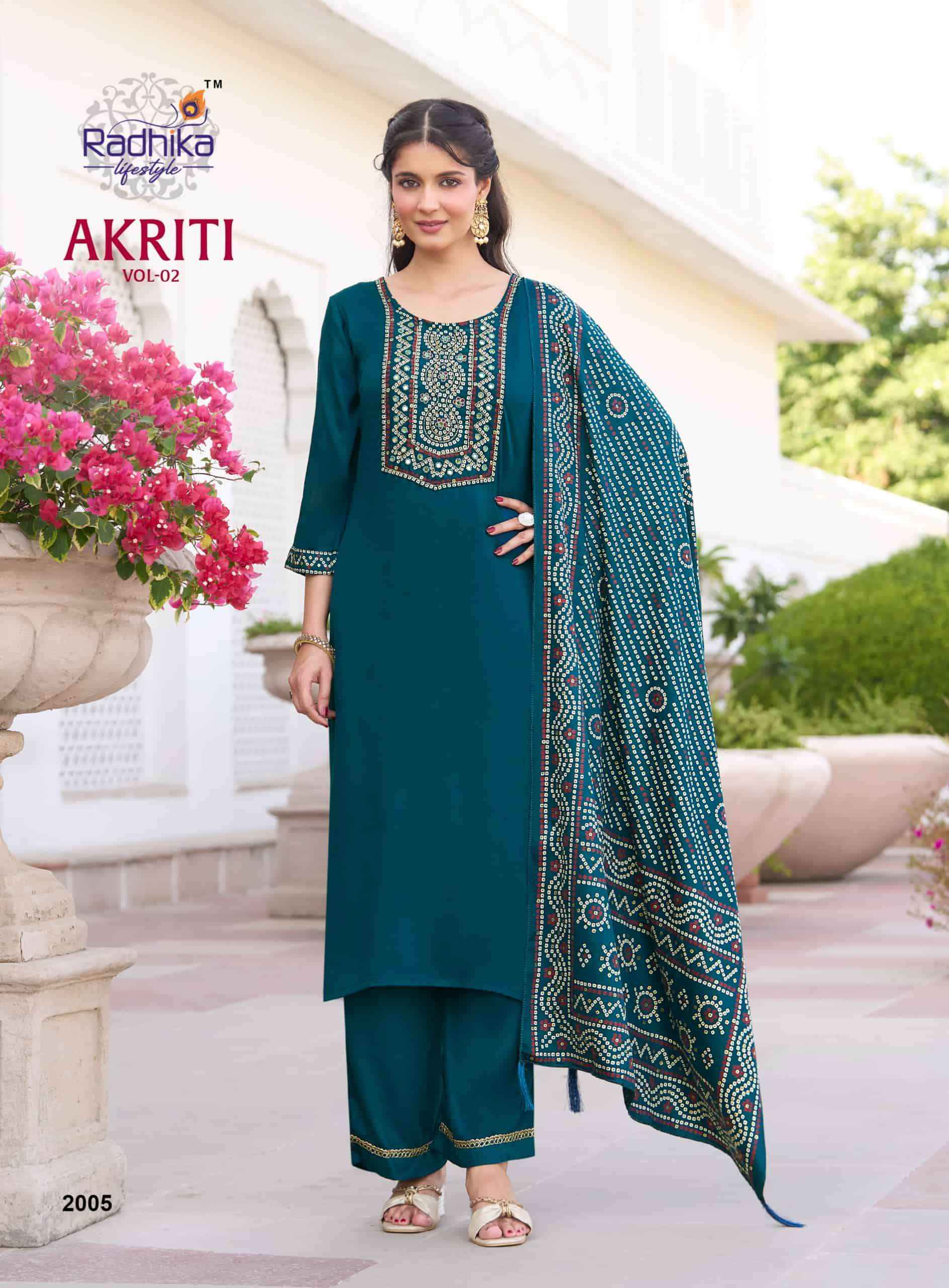 Radhika Lifestyle Akriti Vol 2 Fancy Gajji Silk Kurti Bottom Dupatta Set 6 Pcs Catalog 