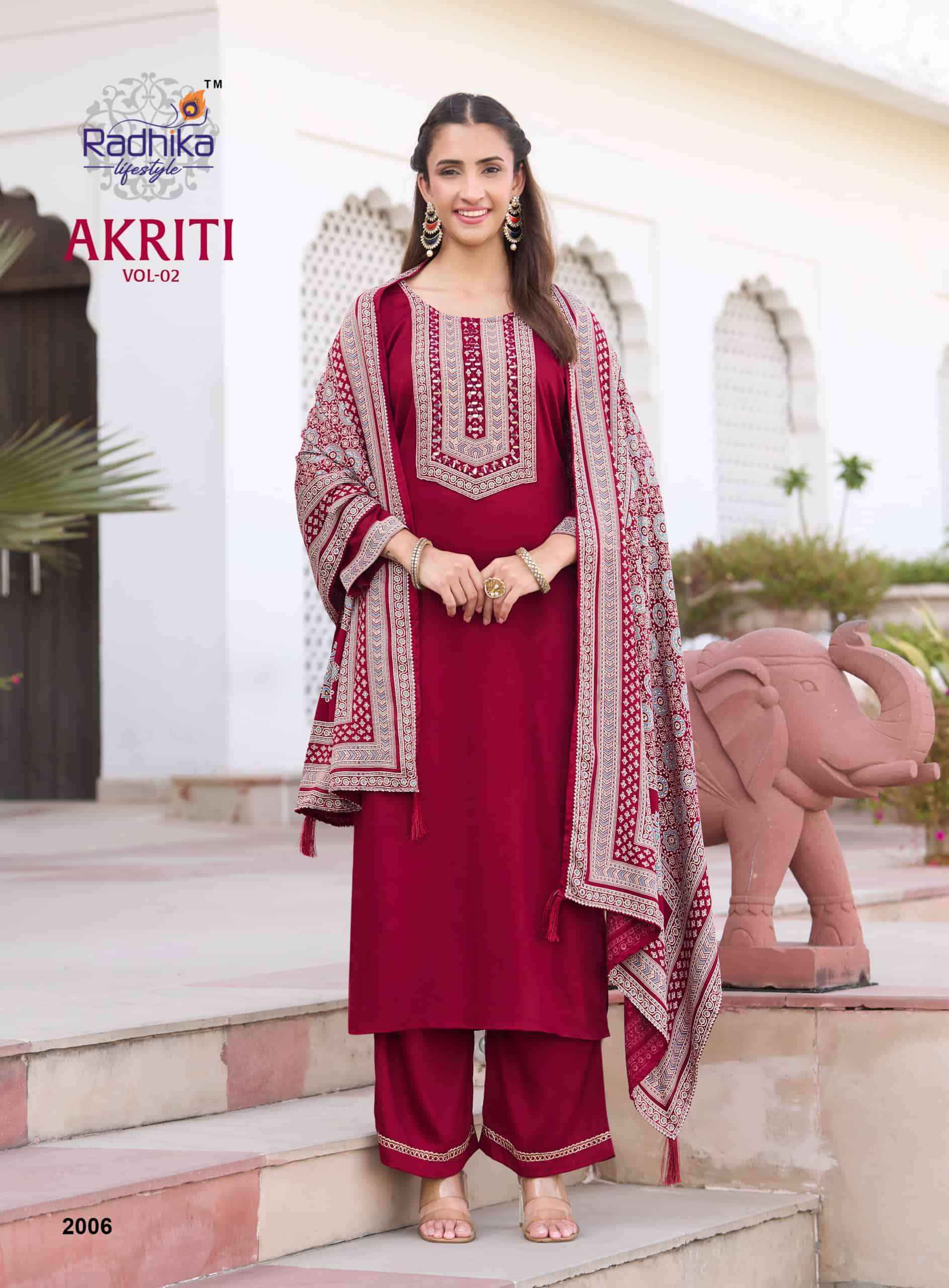 Radhika Lifestyle Akriti Vol 2 Fancy Gajji Silk Kurti Bottom Dupatta Set 6 Pcs Catalog 