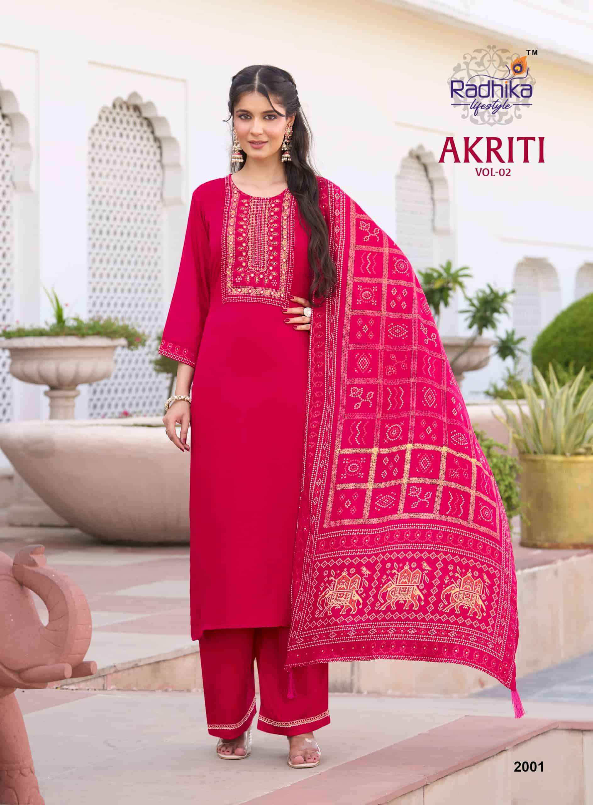 Radhika Lifestyle Akriti Vol 2 Fancy Gajji Silk Kurti Bottom Dupatta Set 6 Pcs Catalog 