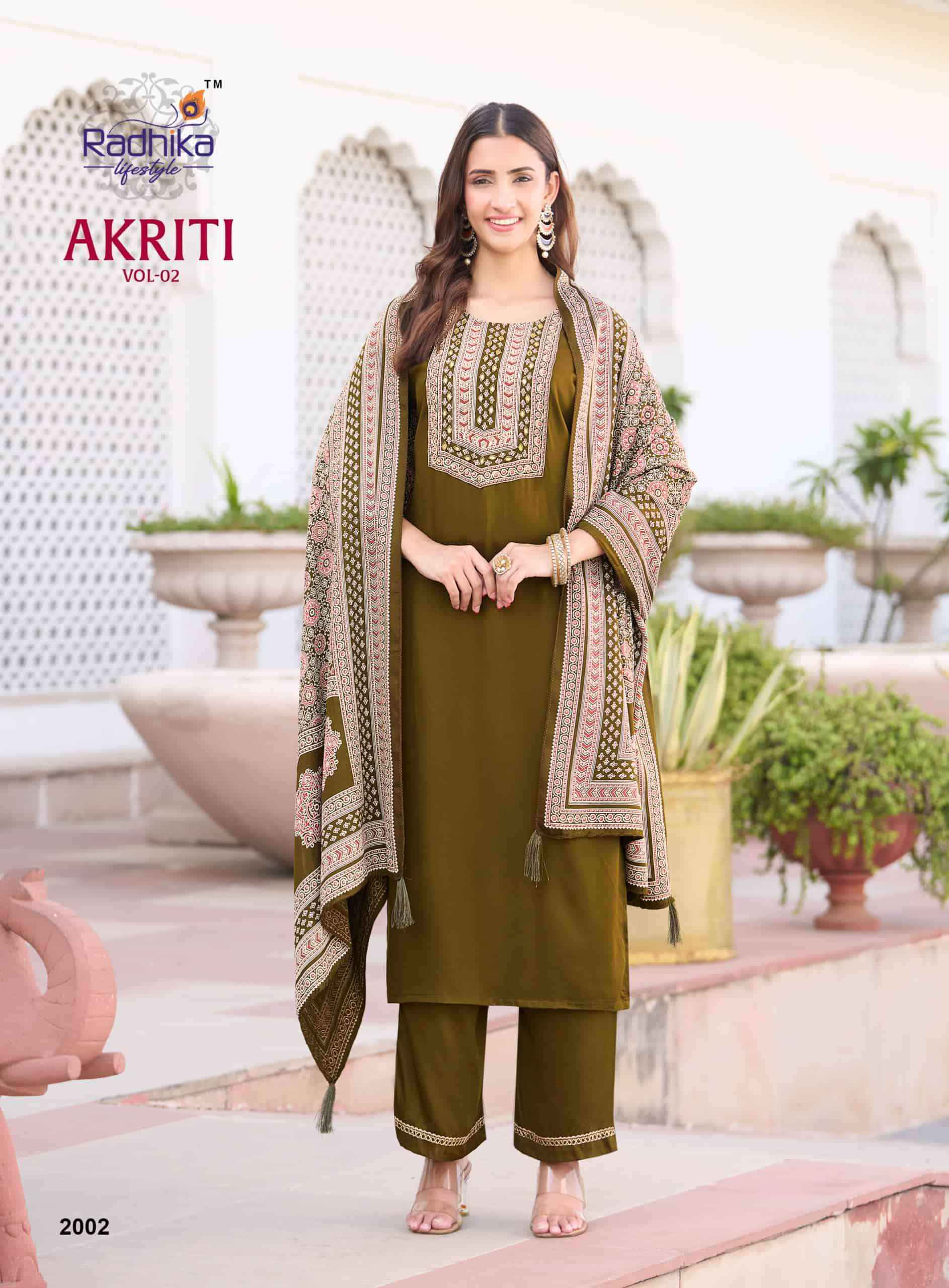 Radhika Lifestyle Akriti Vol 2 Fancy Gajji Silk Kurti Bottom Dupatta Set 6 Pcs Catalog 