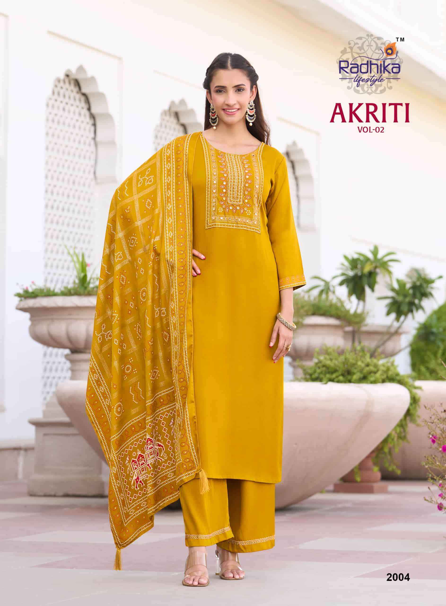 Radhika Lifestyle Akriti Vol 2 Fancy Gajji Silk Kurti Bottom Dupatta Set 6 Pcs Catalog 