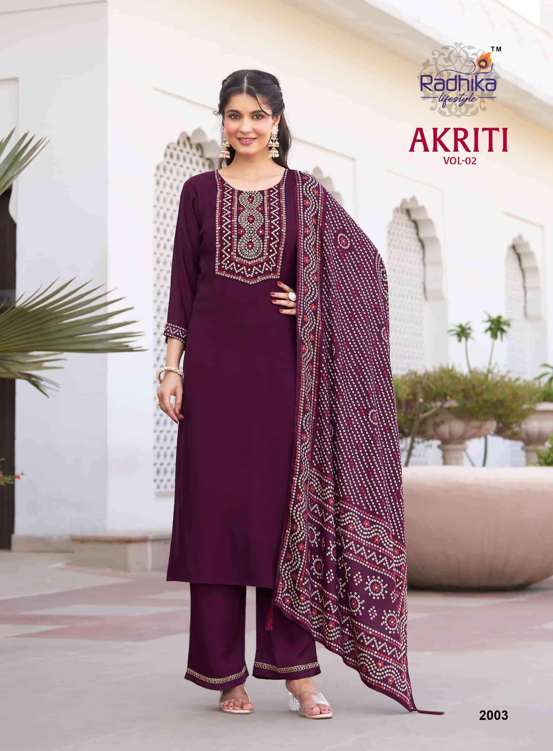 Radhika Lifestyle Akriti Vol 2 Fancy Gajji Silk Kurti Bottom Dupatta Set 6 Pcs Catalog 