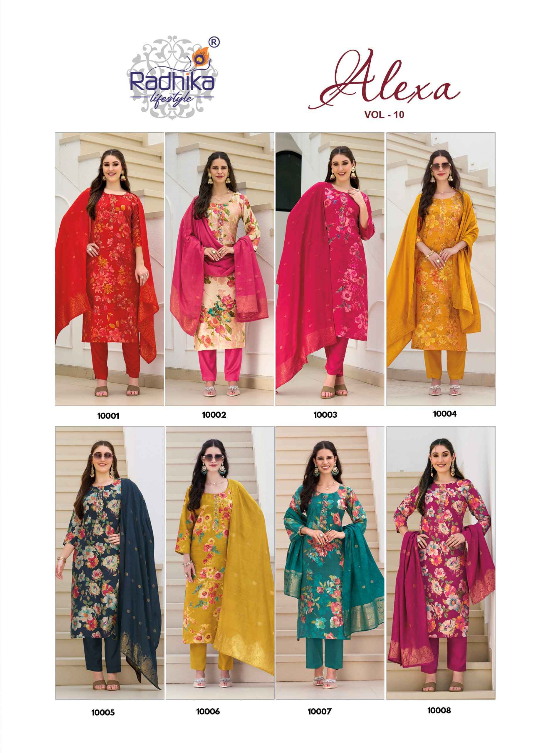 Radhika Lifestyle Alexa Vol 10 Vertican 8 pcs Catalog | factory direct wholesale factory direct wholesale clothing india online