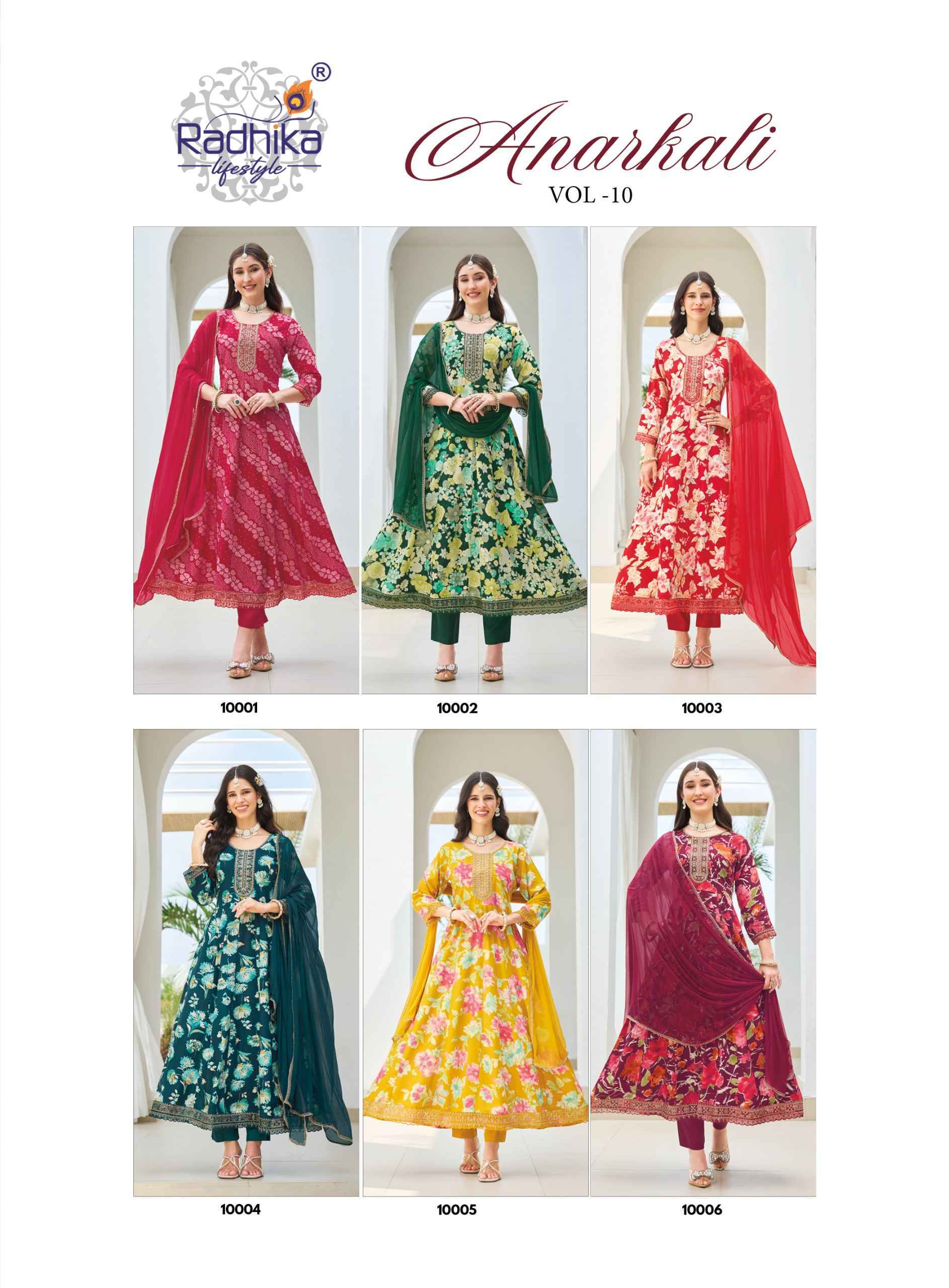 Radhika Lifestyle Anarkali Vol 10 Reyon Kurti Combo 6 pcs Catalog