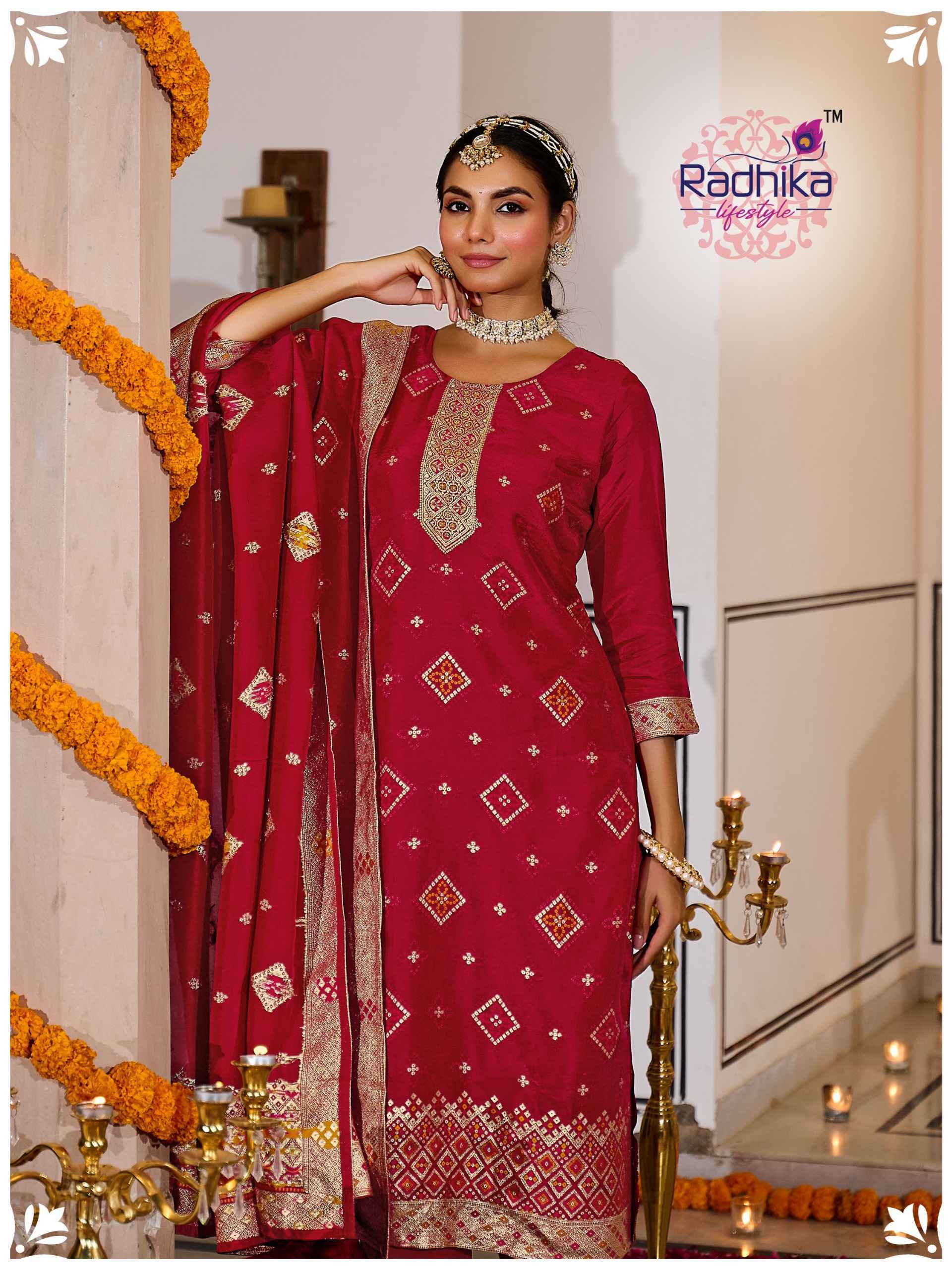 Radhika Lifestyle Festive Vol 1 Dola Silk Jacquard Readymade Suits 4 pcs Catalogue