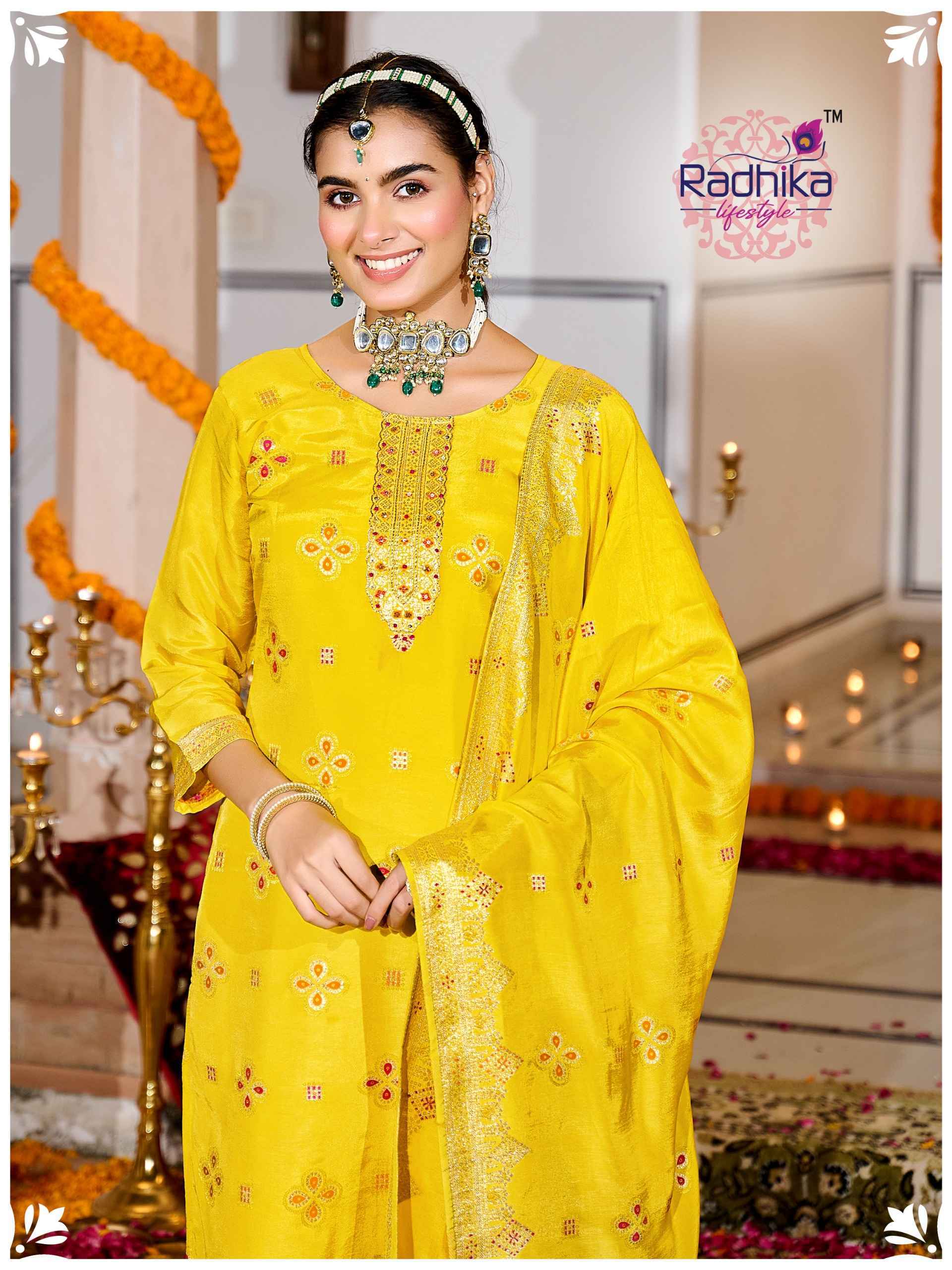 Radhika Lifestyle Festive Vol 1 Dola Silk Jacquard Readymade Suits 4 pcs Catalogue
