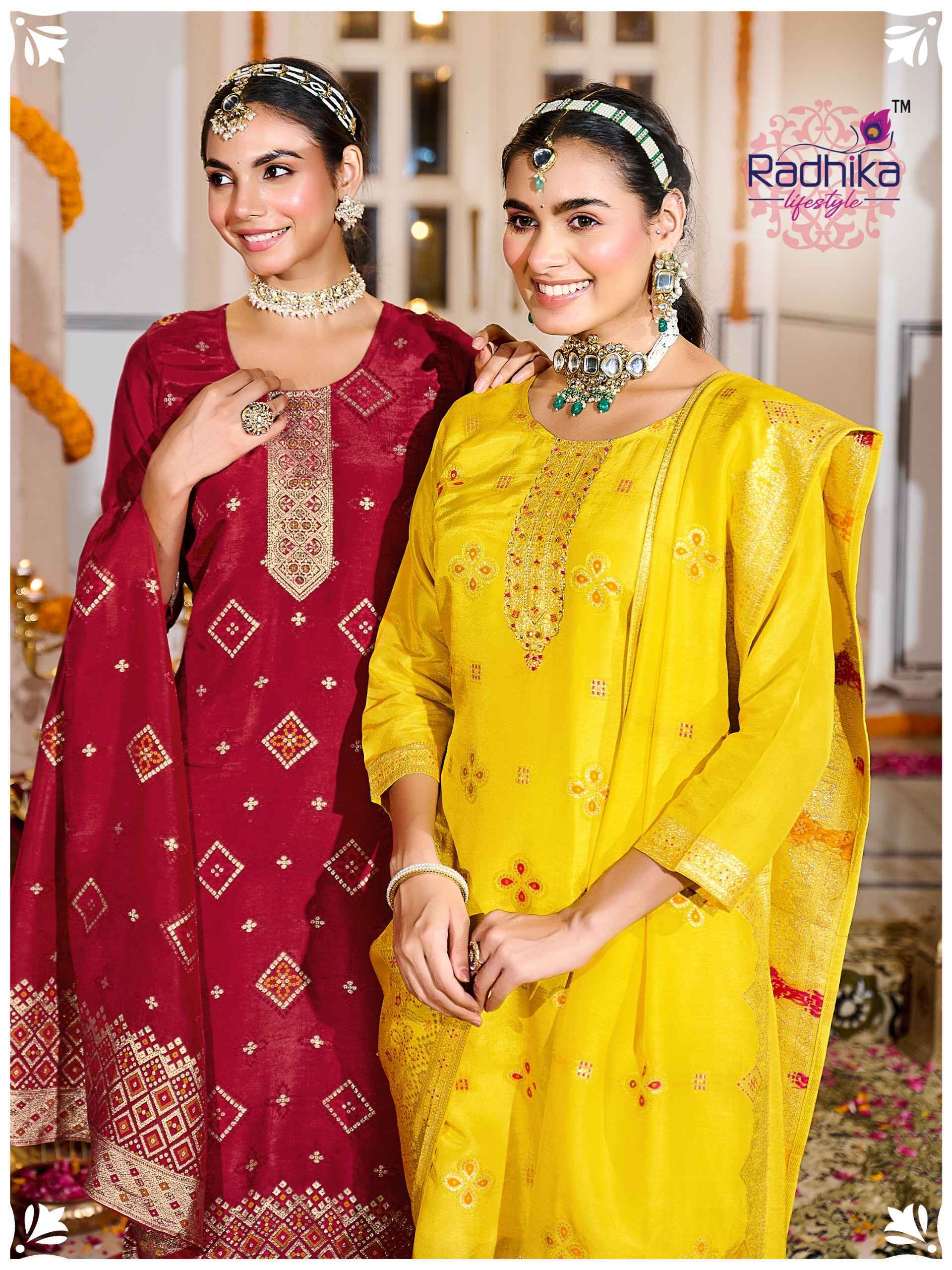 Radhika Lifestyle Festive Vol 1 Dola Silk Jacquard Readymade Suits 4 pcs Catalogue