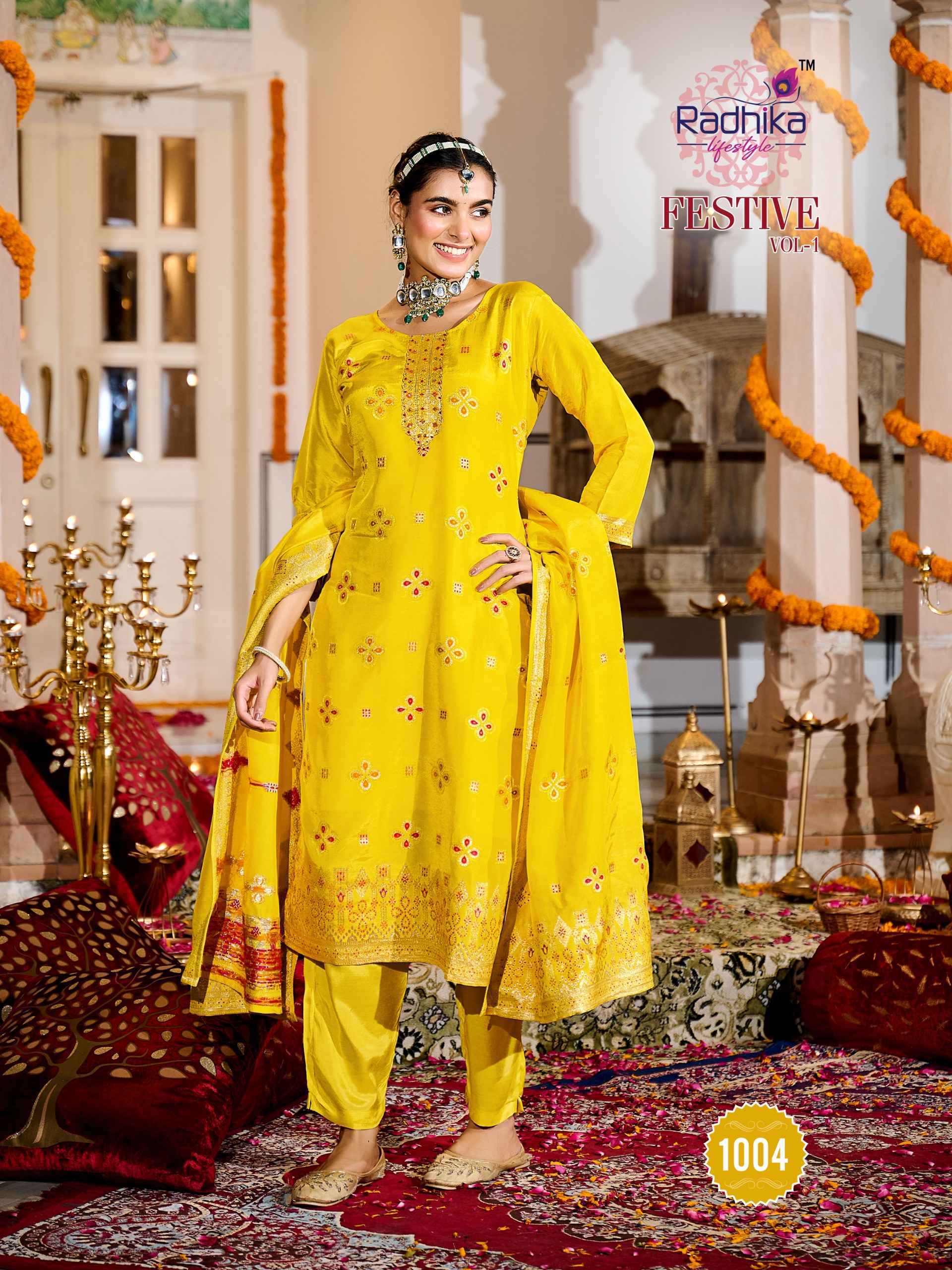 Radhika Lifestyle Festive Vol 1 Dola Silk Jacquard Readymade Suits 4 pcs Catalogue
