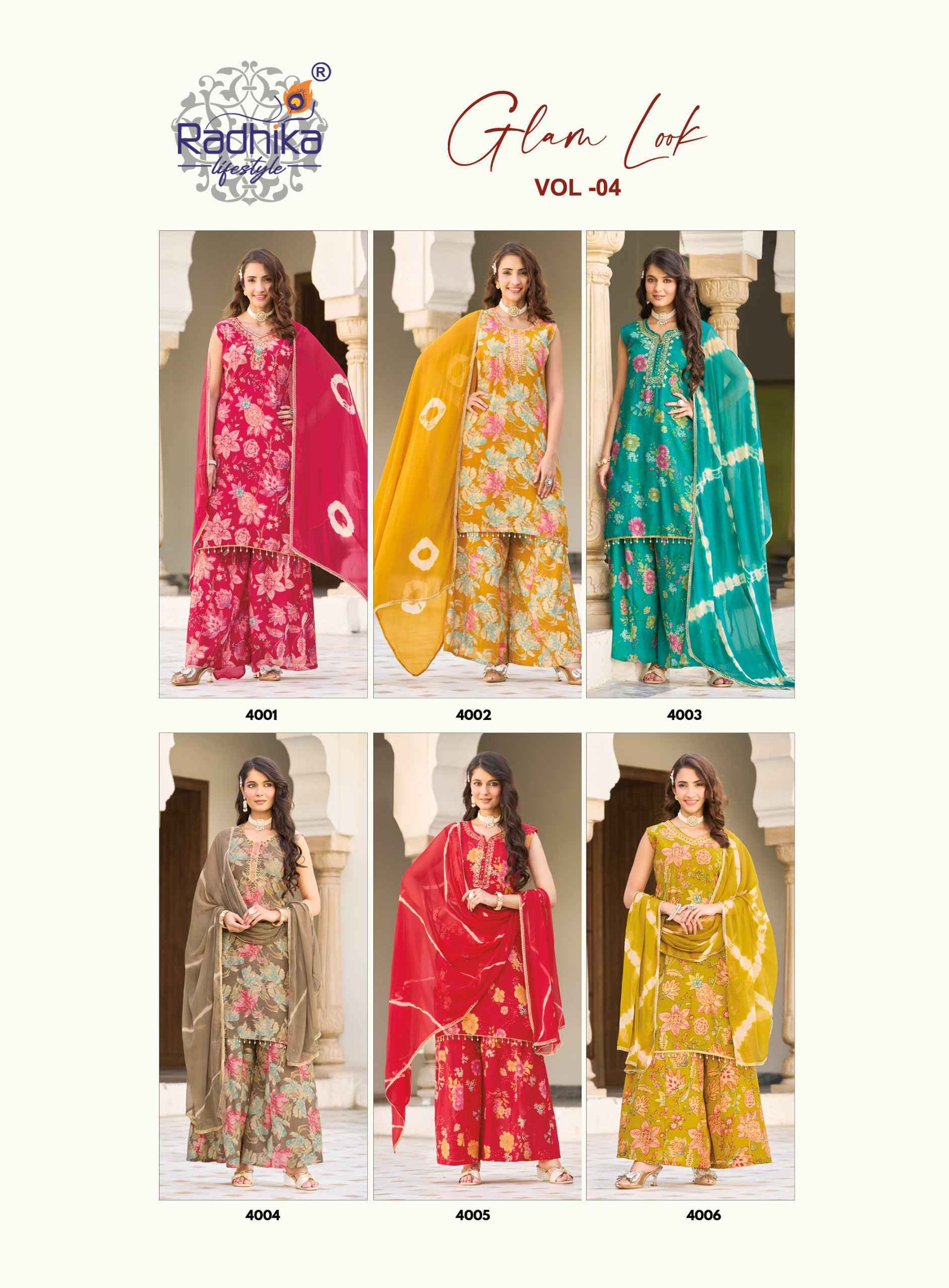 Radhika Lifestyle Glam Look Vol 4 Milano Silk Readymade Suits 6 pcs Catalog