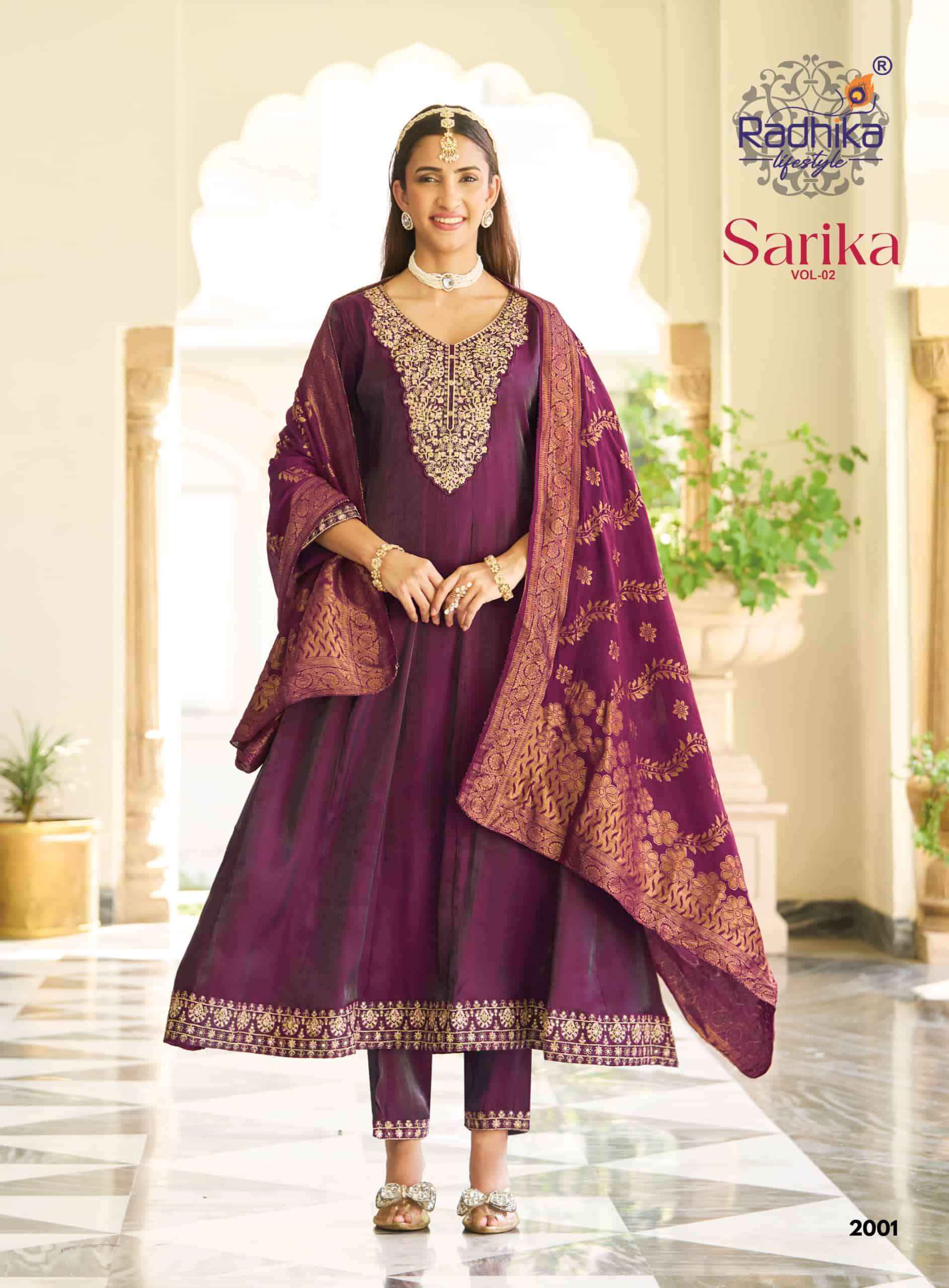 Radhika Lifestyle Sarika Vol 2 Roman Silk Anarkali Suits 7Pcs Catalog  | factory direct wholesale clothing india online