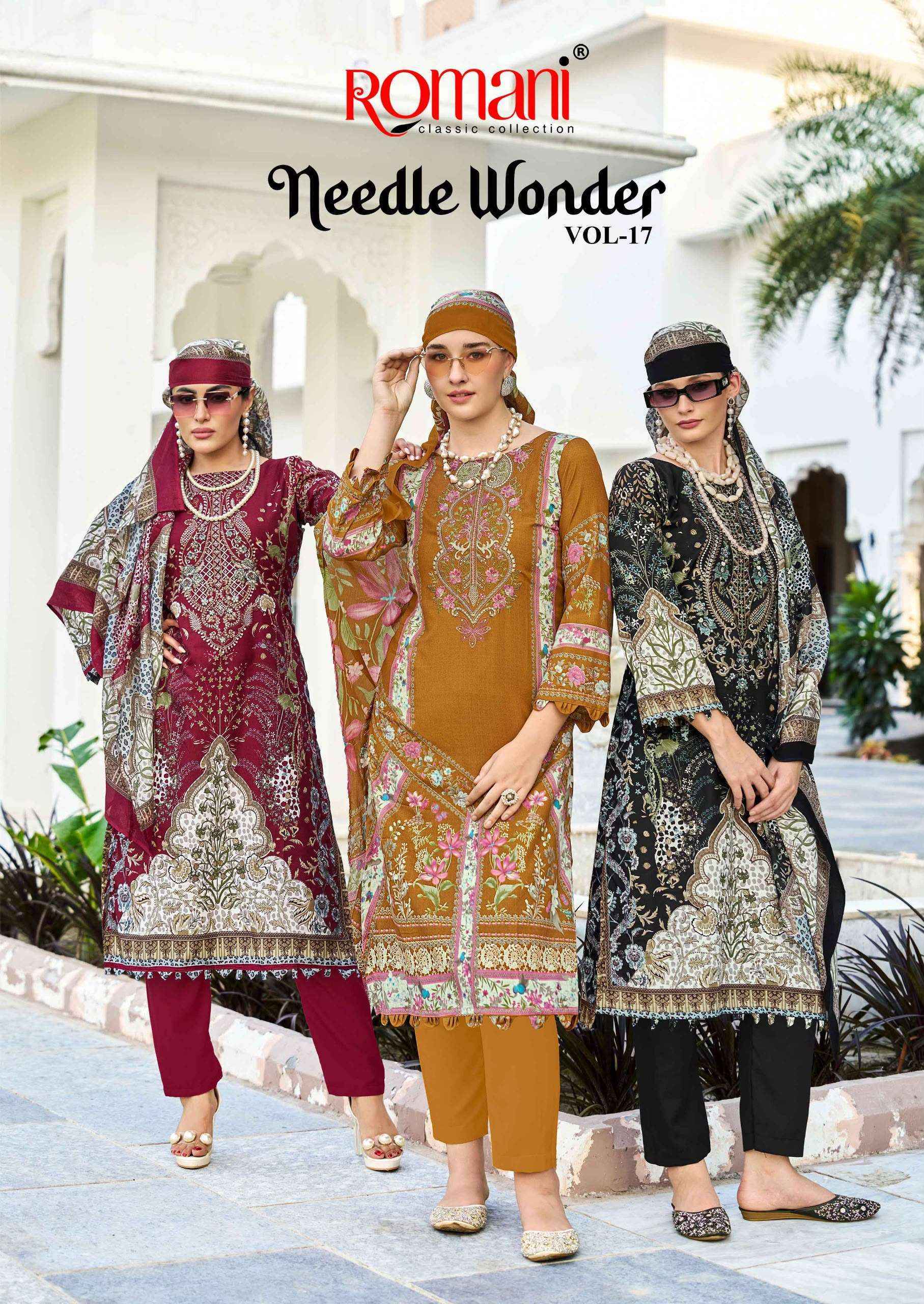 Romani Needle Wonder Vol 17 Cotton Dress Material 8 pcs Catalog | Surat Wholesale Market