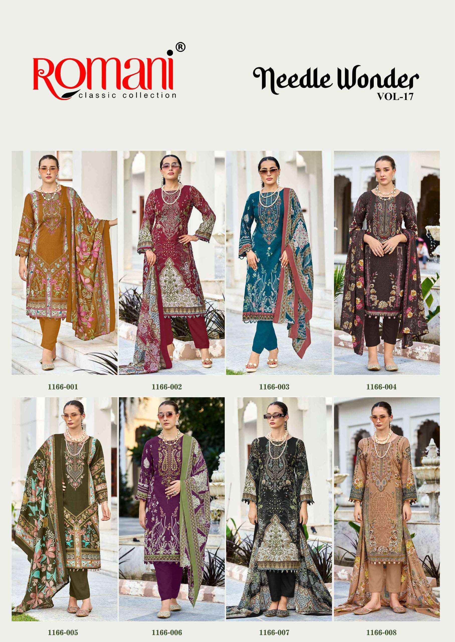 Romani Needle Wonder Vol 17 Cotton Dress Material 8 pcs Catalog | Surat Wholesale Market