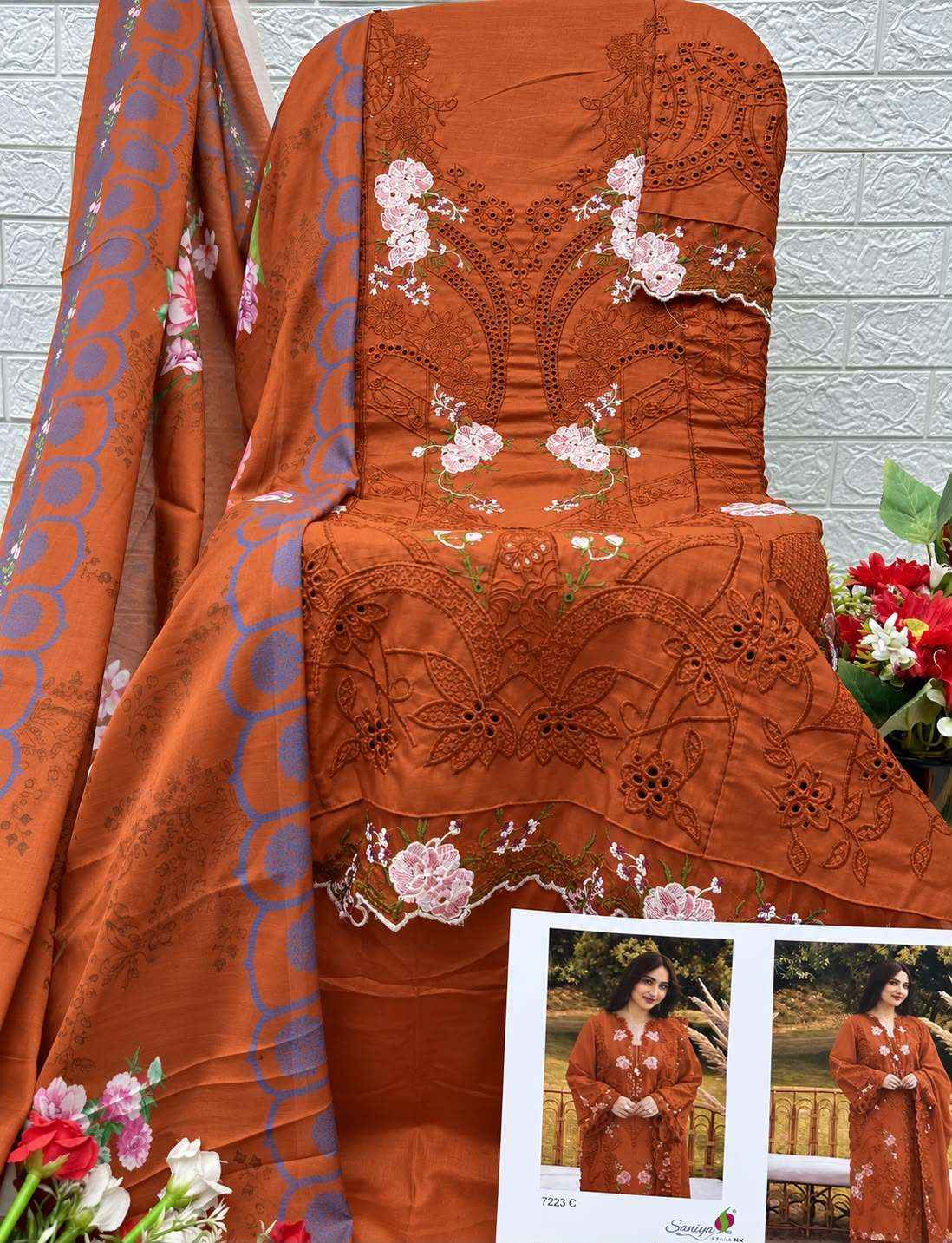 Saniya Trendz 7223 Abcde Exclusive Pakistani Cotton Dress Material 5 Pcs Catalog 