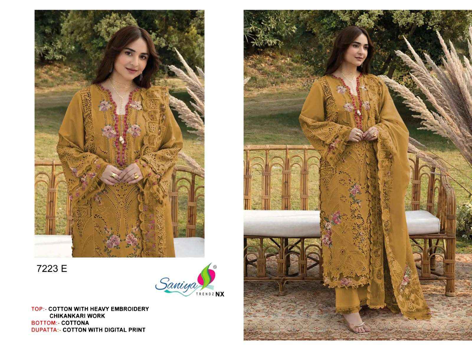 Saniya Trendz 7223 Abcde Exclusive Pakistani Cotton Dress Material 5 Pcs Catalog 