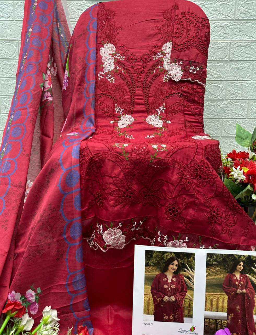 Saniya Trendz 7223 Abcde Exclusive Pakistani Cotton Dress Material 5 Pcs Catalog 