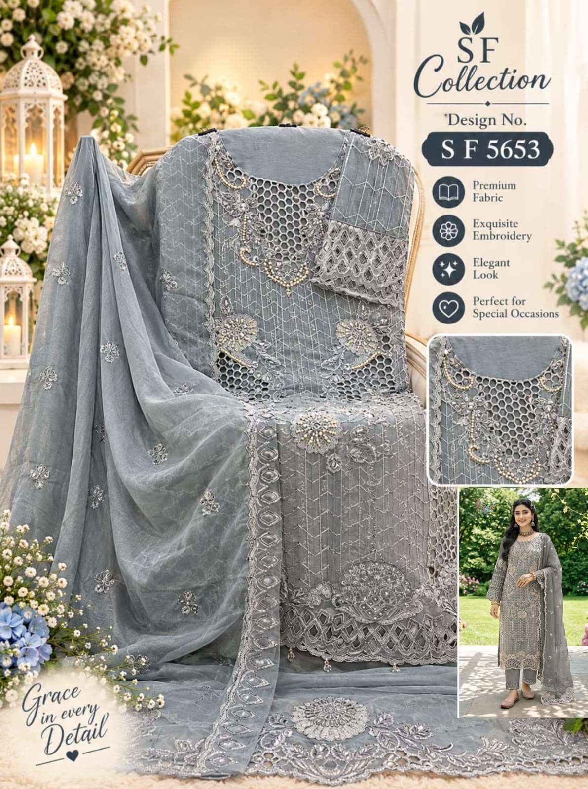 Shree Fabs Sf 5653 Abcd Party Wear Style Pakistani Dress Material 4 Pcs Catalog 