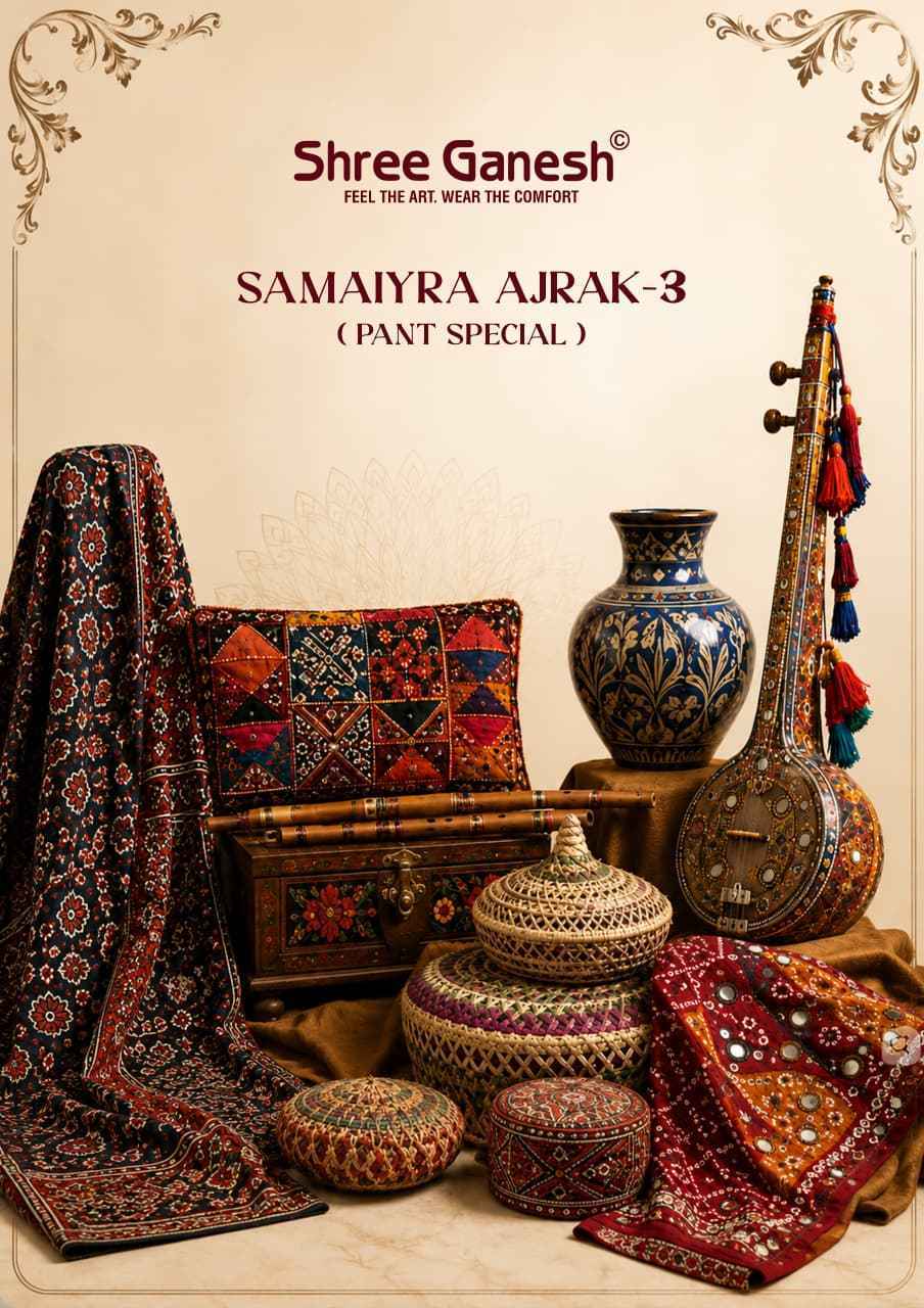 Shree Ganesh Ajrak Vol 3 Readymade Cotton Dress 12 pcs Catalog | Surat Wholesale Bazaar