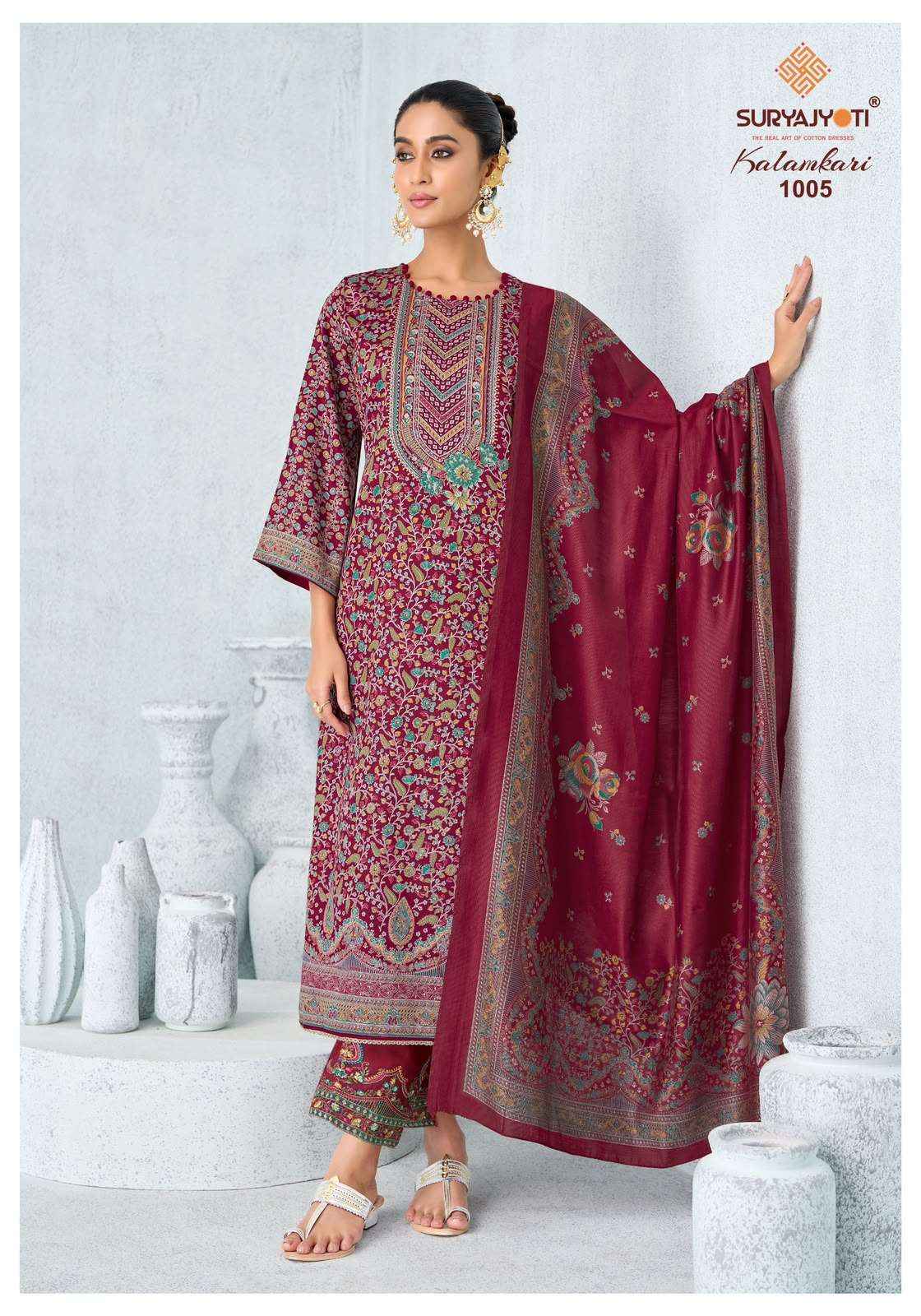 Suryajyoti Kalamkari Vol 1 Pure Jam Satin Dress Material 6 Pcs Catalog 