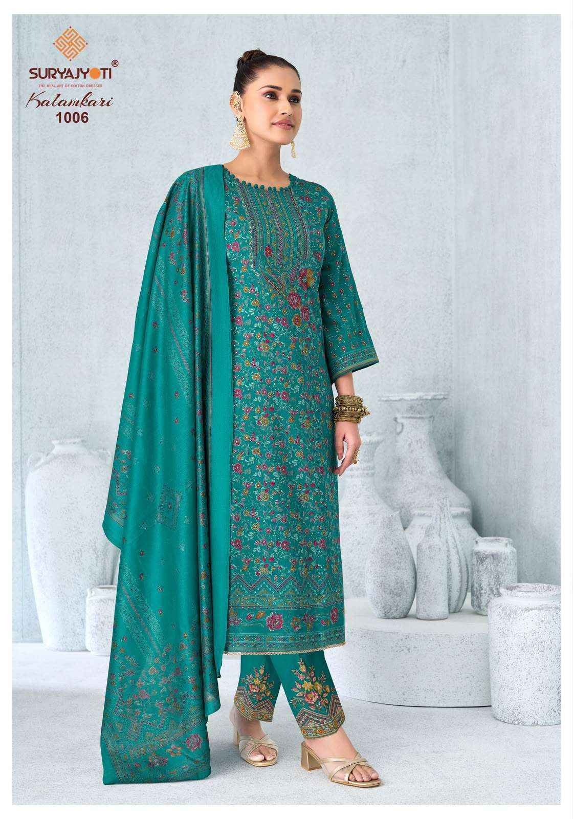 Suryajyoti Kalamkari Vol 1 Pure Jam Satin Dress Material 6 Pcs Catalog 
