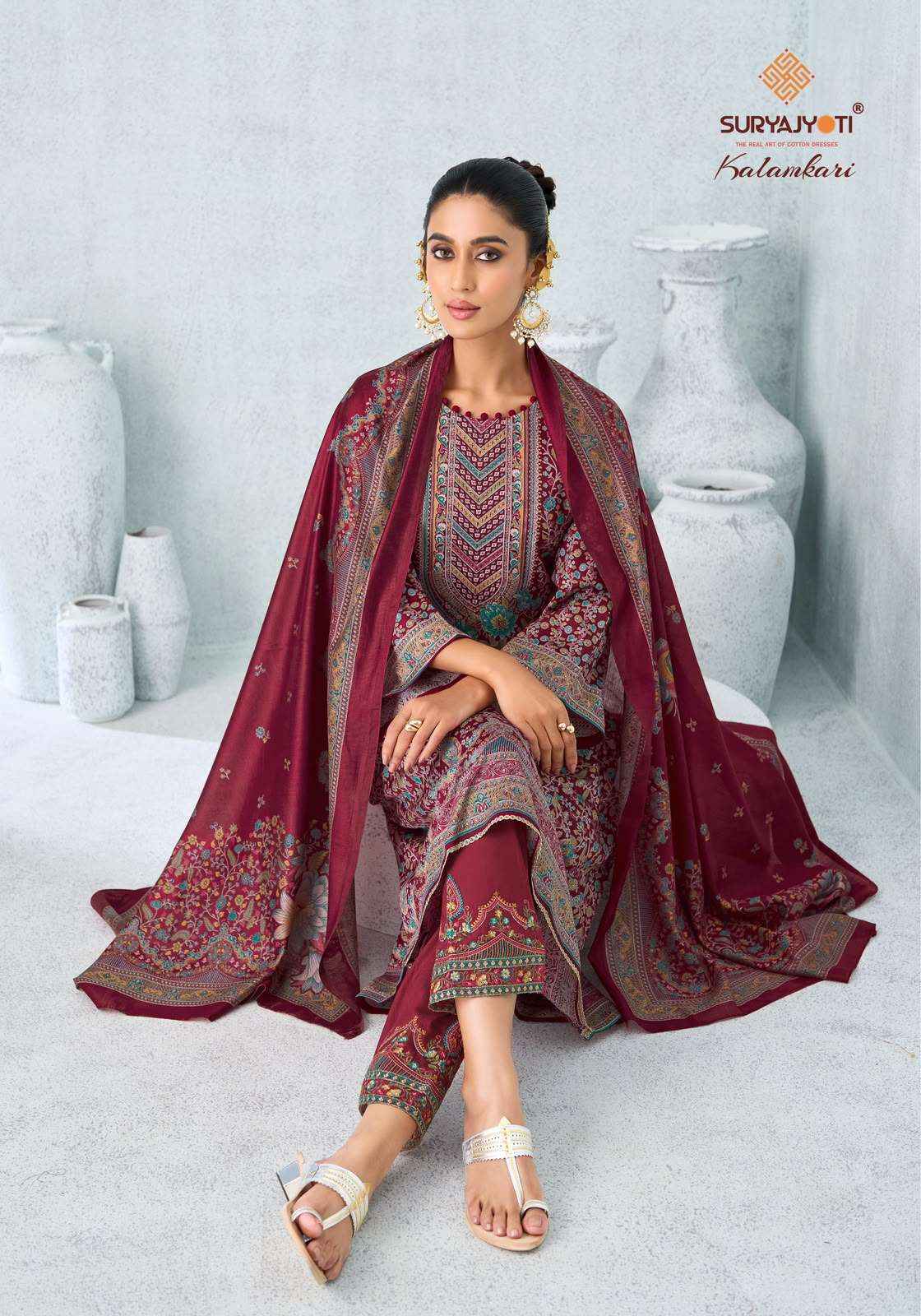 Suryajyoti Kalamkari Vol 1 Pure Jam Satin Dress Material 6 Pcs Catalog 