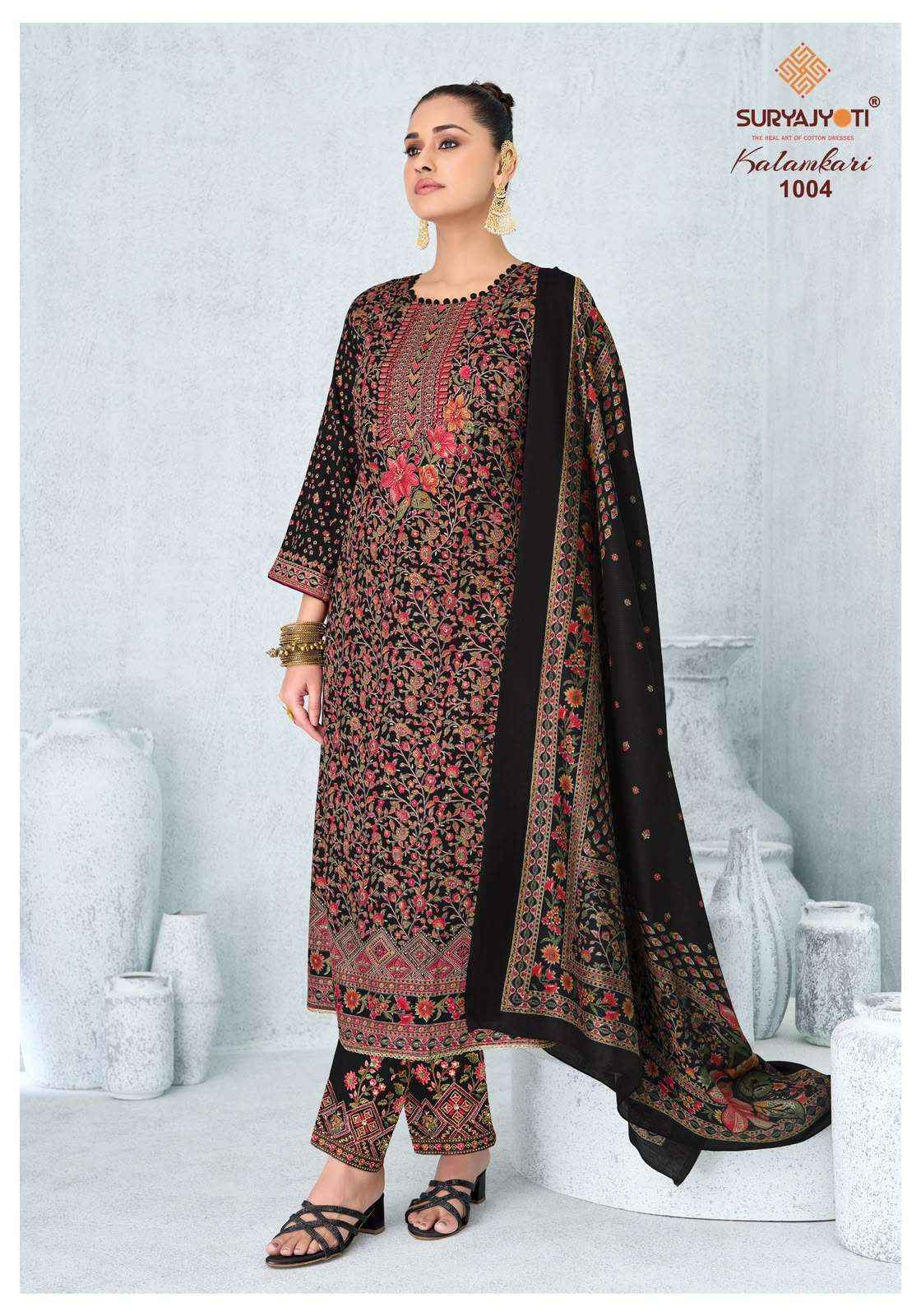Suryajyoti Kalamkari Vol 1 Pure Jam Satin Dress Material 6 Pcs Catalog 