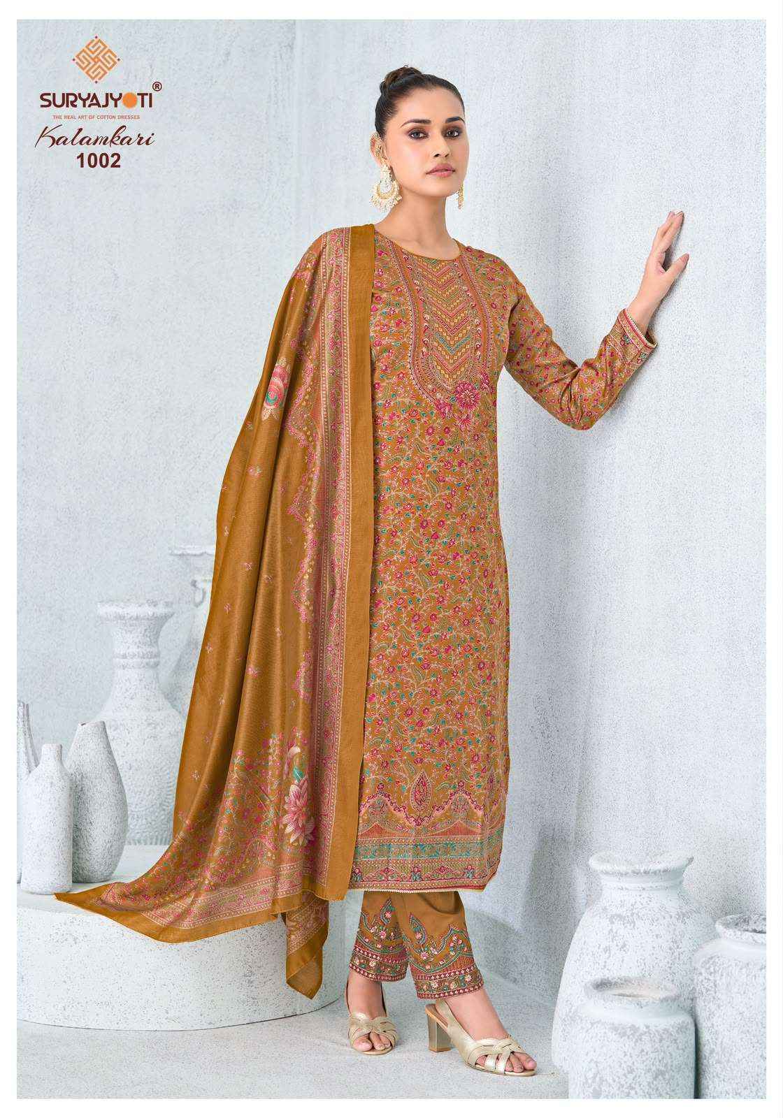 Suryajyoti Kalamkari Vol 1 Pure Jam Satin Dress Material 6 Pcs Catalog 