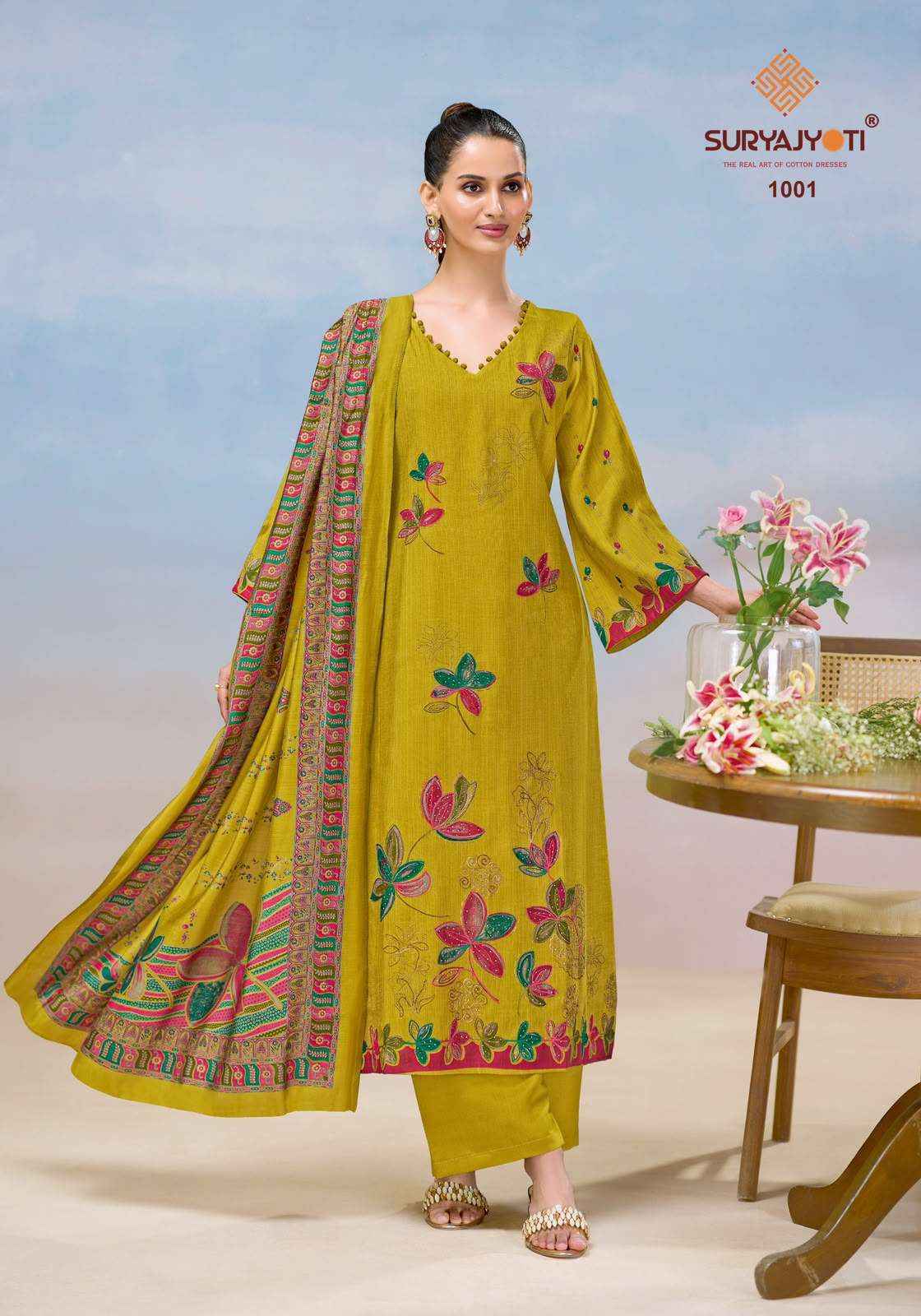 Suryajyoti Khyati Vol 1 Pure Roman Dress Material 5 Pcs Catatlog