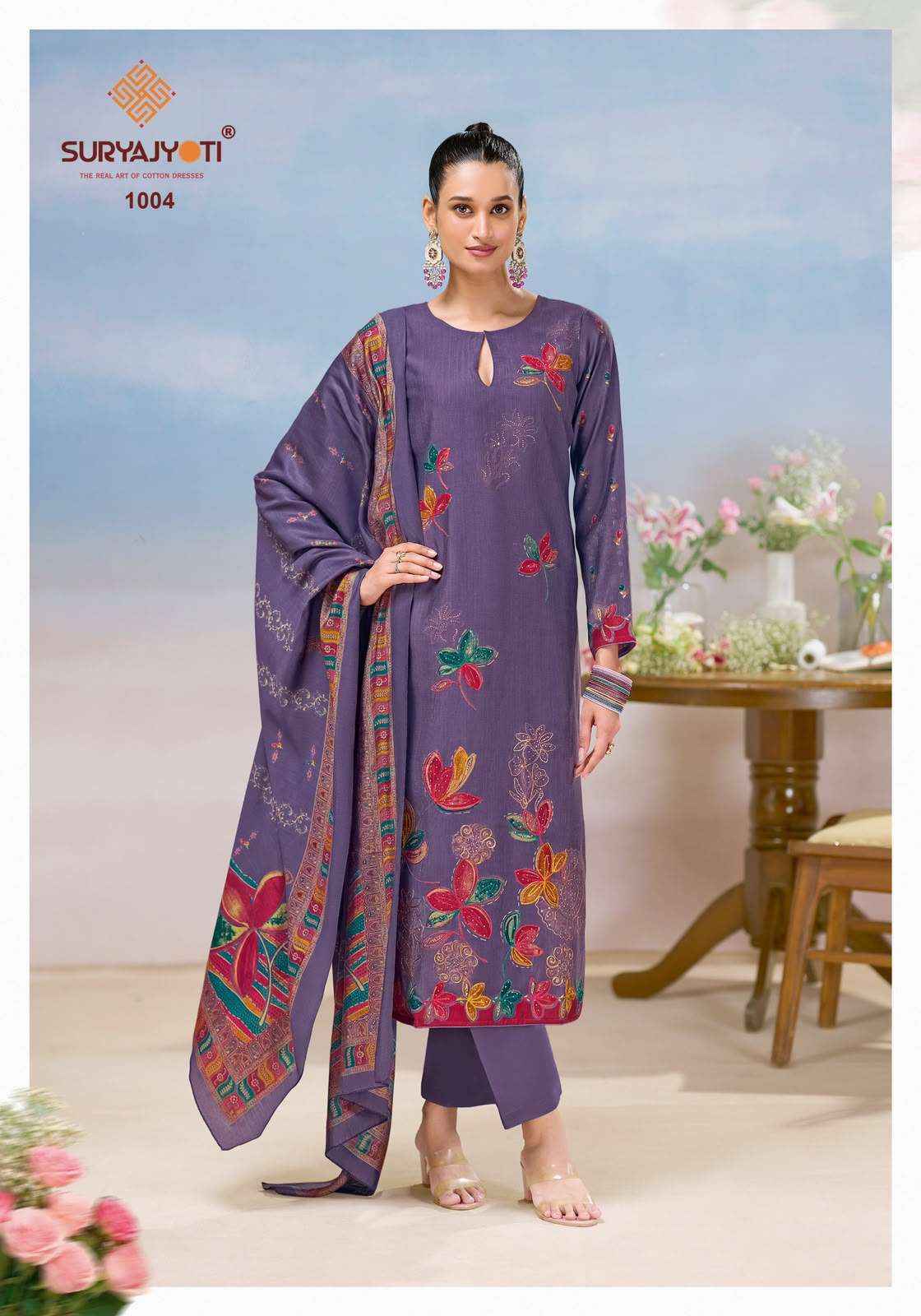 Suryajyoti Khyati Vol 1 Pure Roman Dress Material 5 Pcs Catatlog