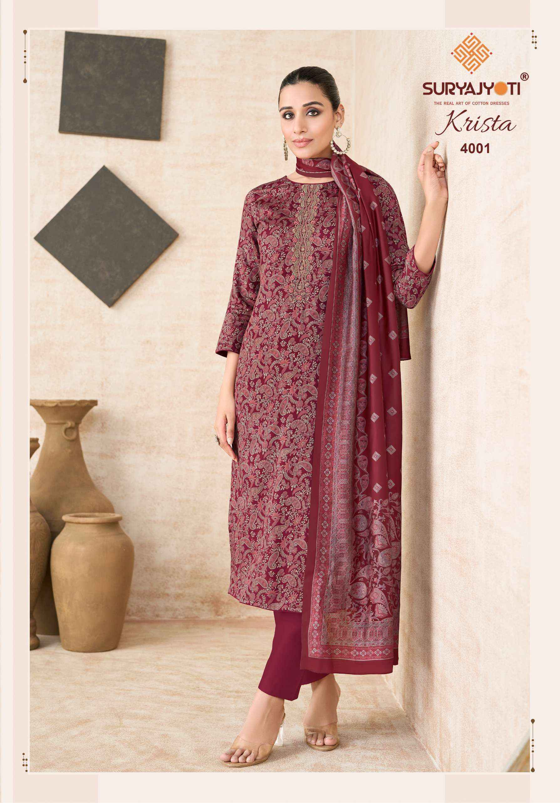 Suryajyoti Krista Vol 4 Jam Satin Dress Material 6 pcs Catalog | Wholesale Market Surat