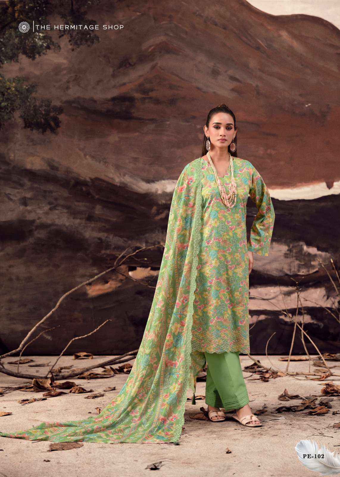 THE HERMITAGE SHOP PETALS IN MAL LAWN COTTON DRESS MATERIAL 4 PCS CATALOG