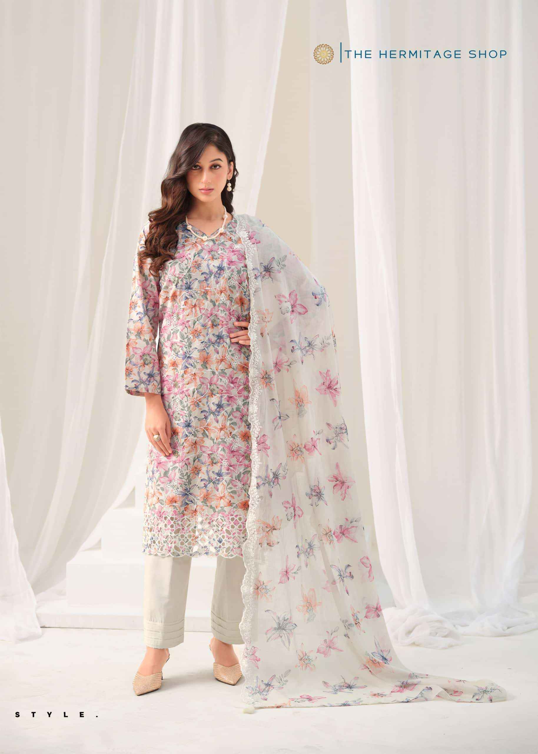 The Hermitage Shop Simroon Lawn Cotton Pakistani Suits 4 Pcs Catalog 