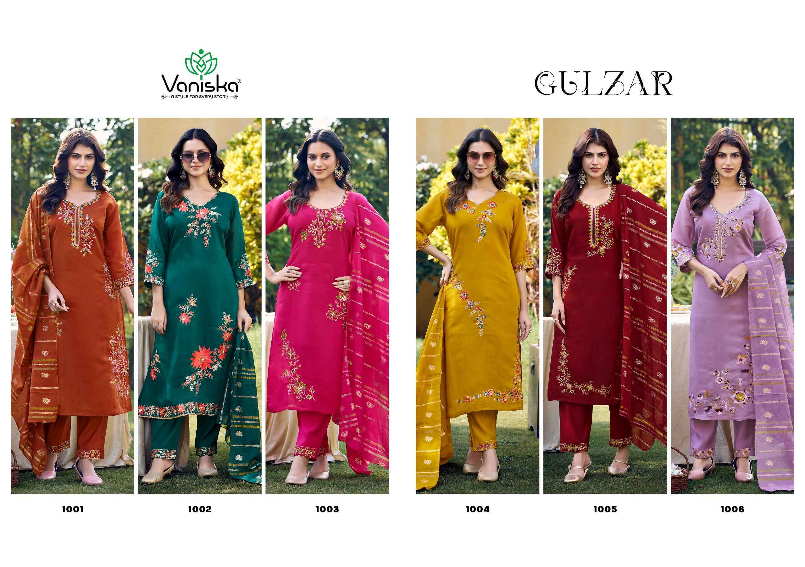 Vaniska Fashion Gulzar Chanderi Silk Kurti Combo 6 pcs Catalog | Wholesale Cloth Market